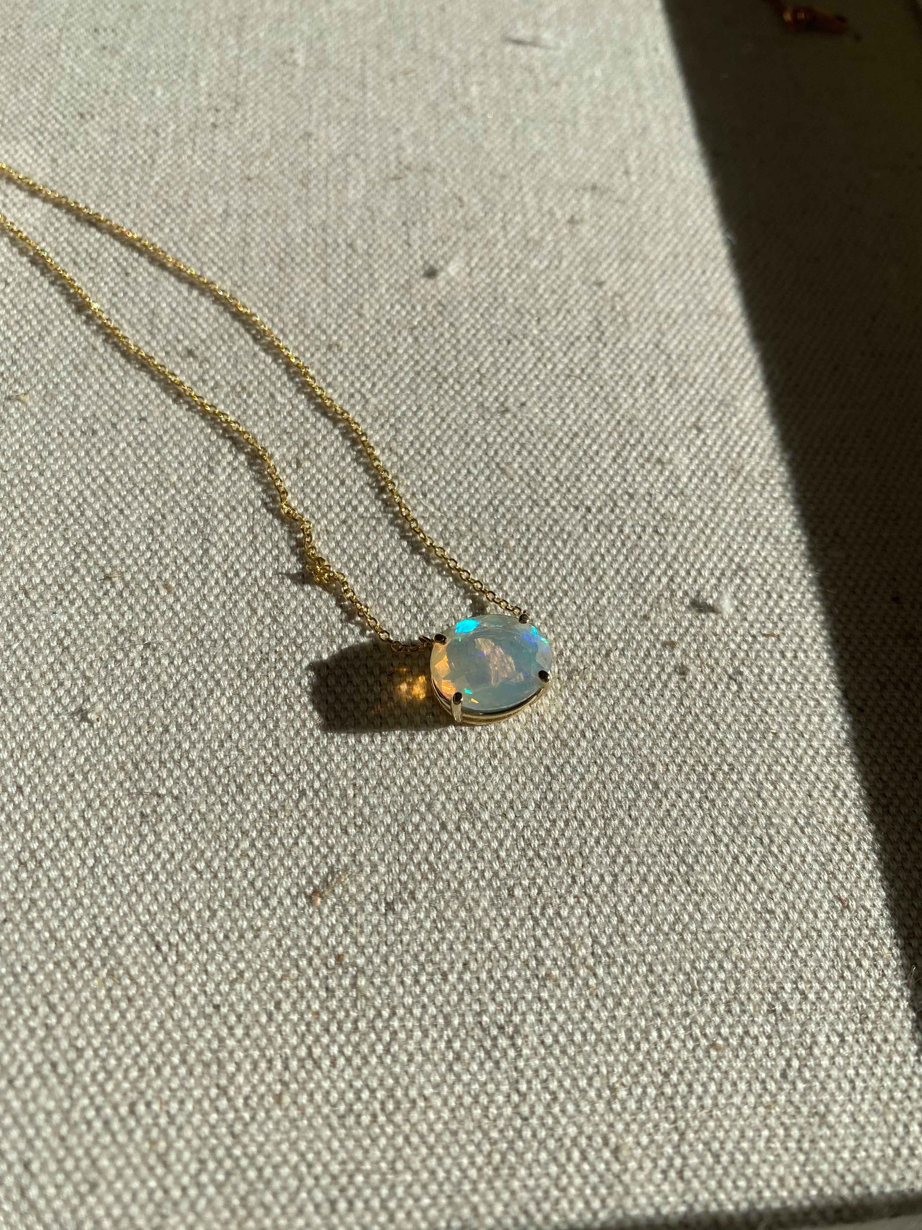 Solitaire Oval Opal Necklace