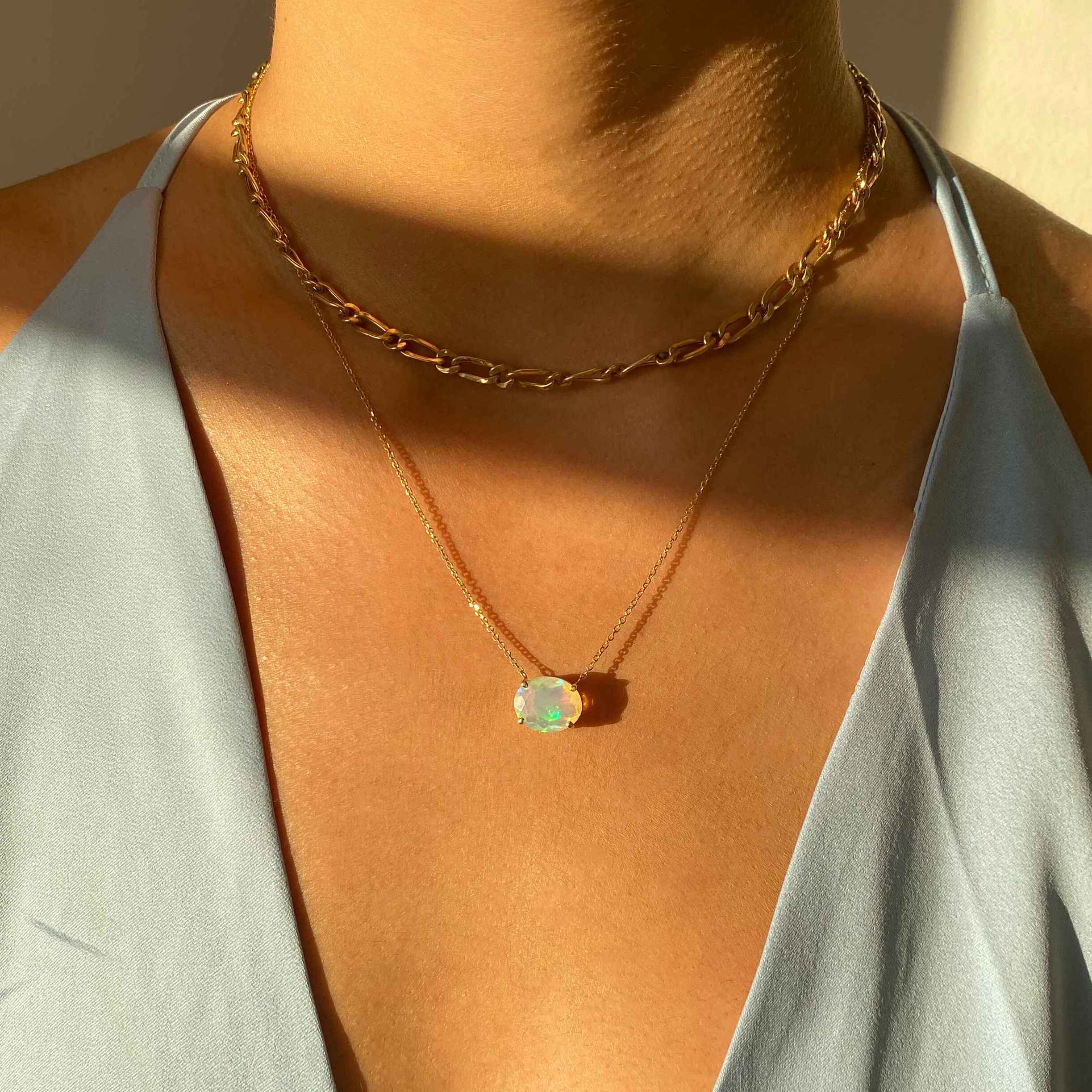 Solitaire Oval Opal Necklace