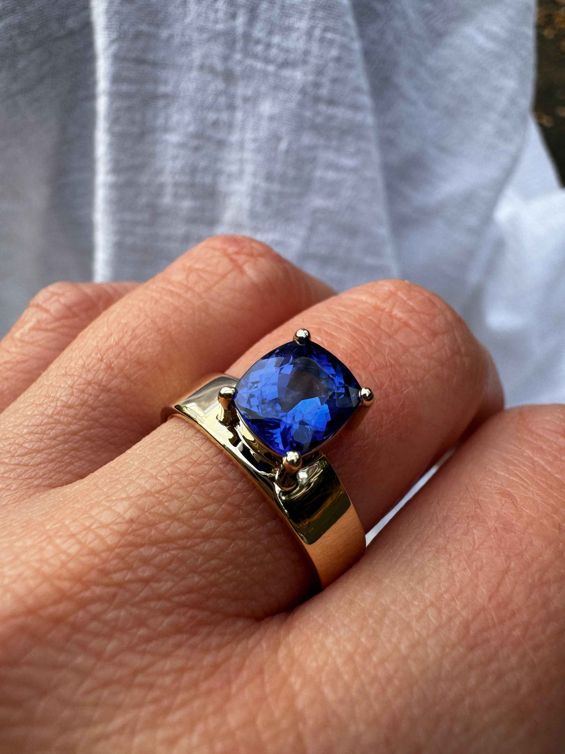 Custom Floating Gemstone Ring