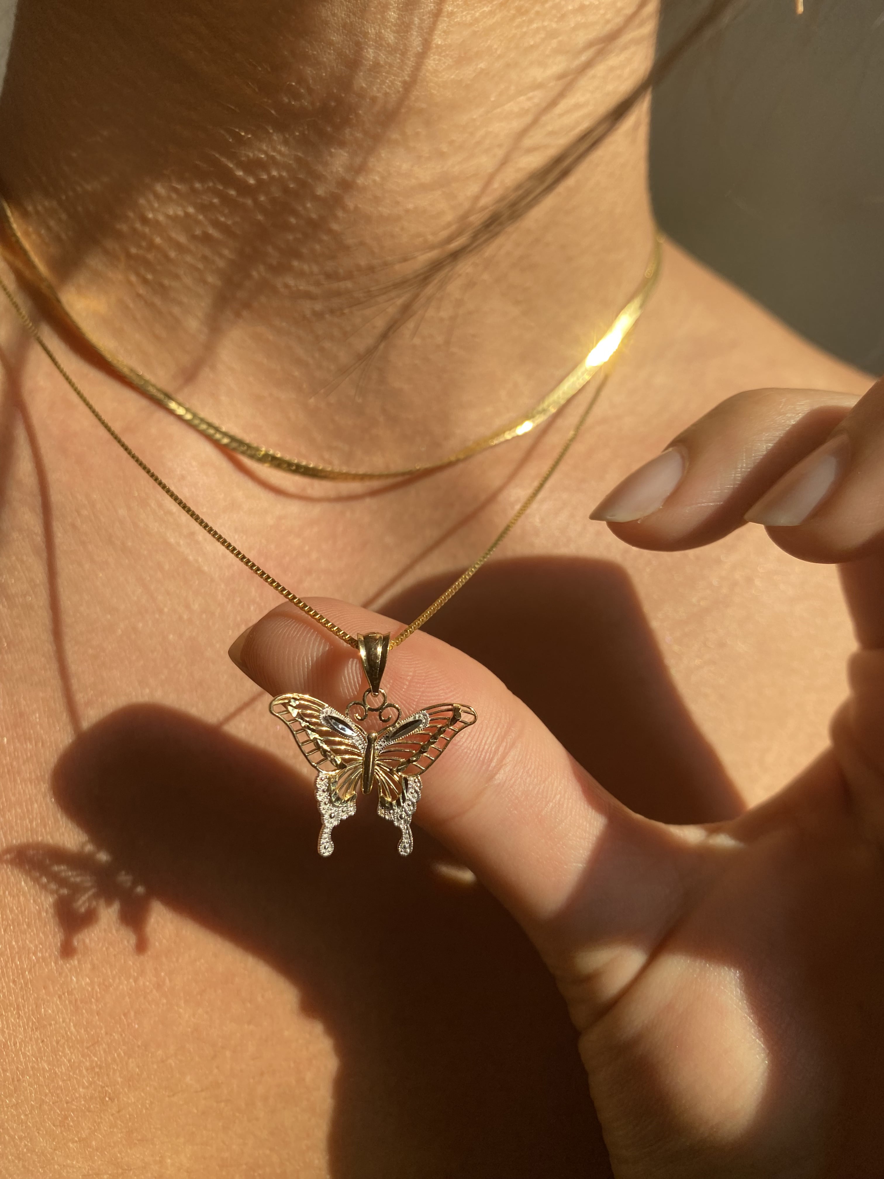 Long sales butterfly necklace