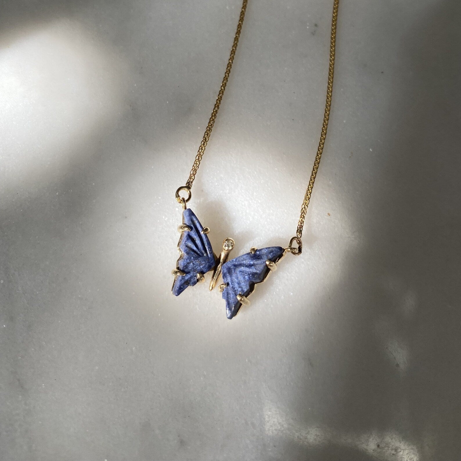 Blue Quartz Butterfly Necklace