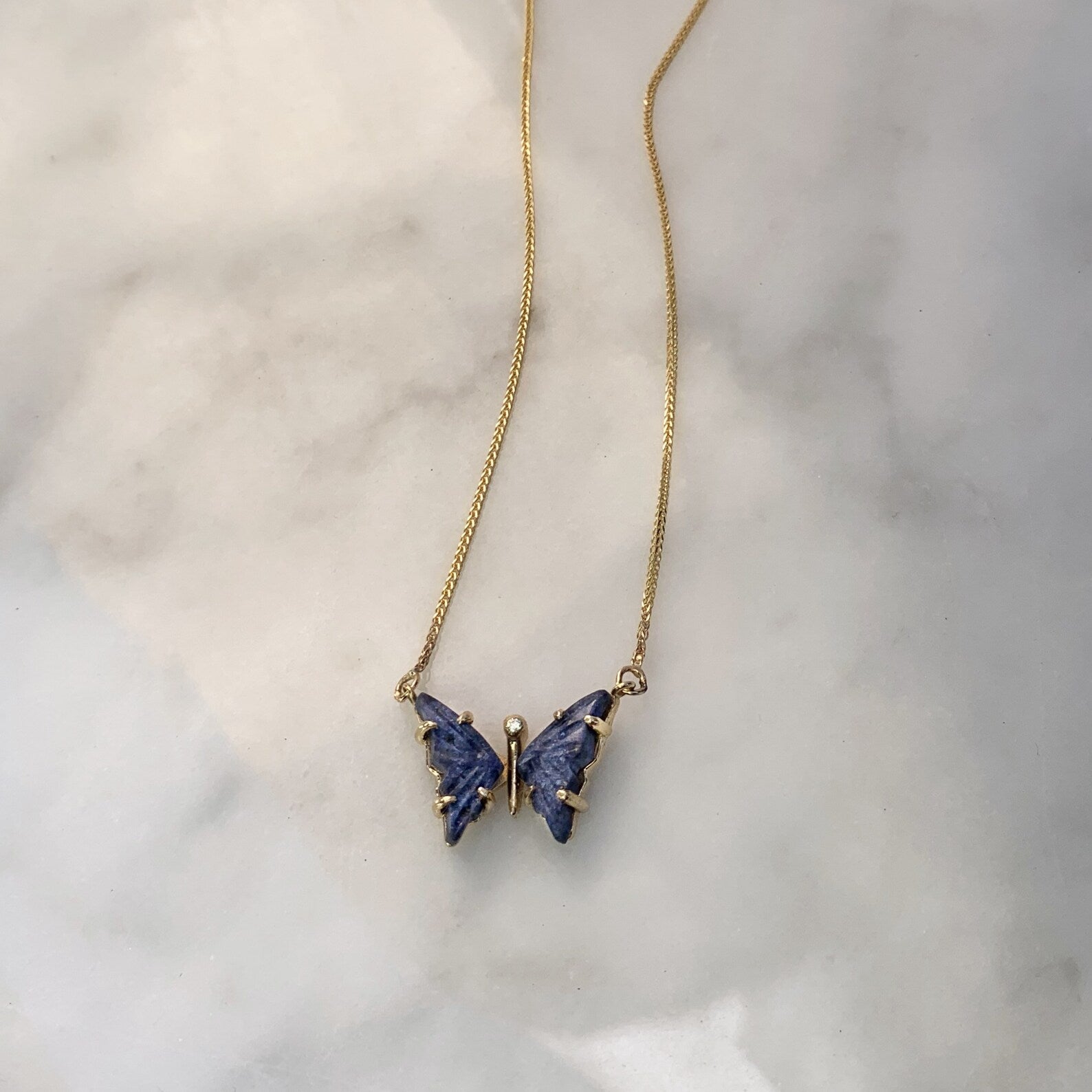 Blue Quartz Butterfly Necklace