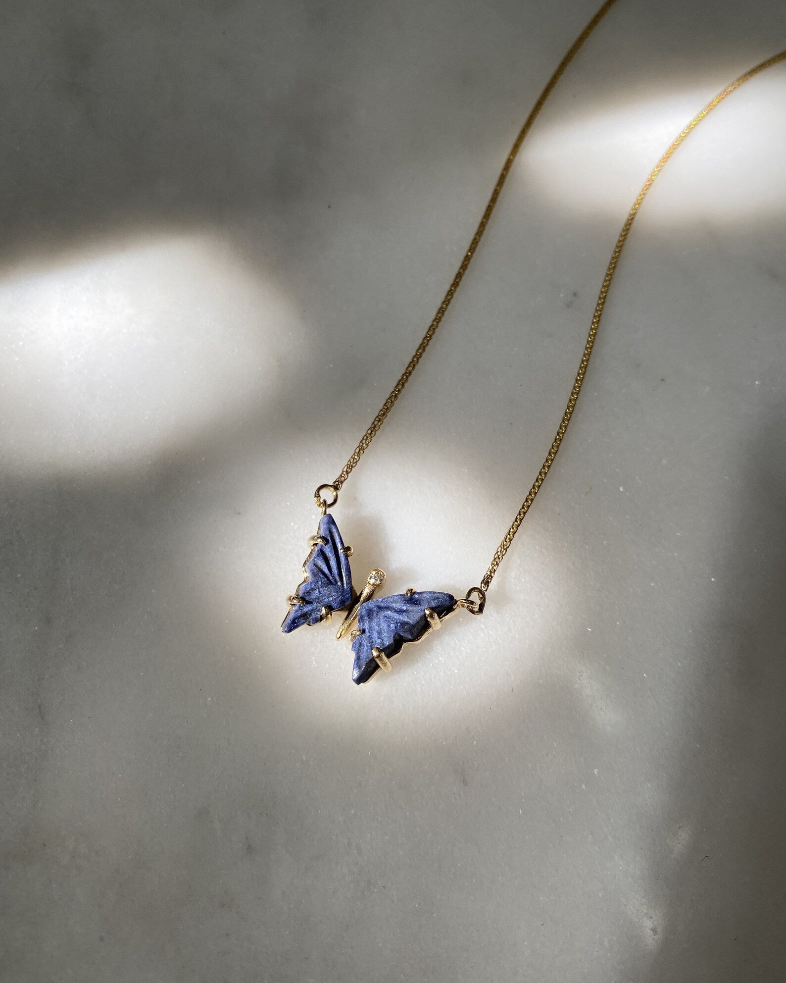 Blue Quartz Butterfly Necklace