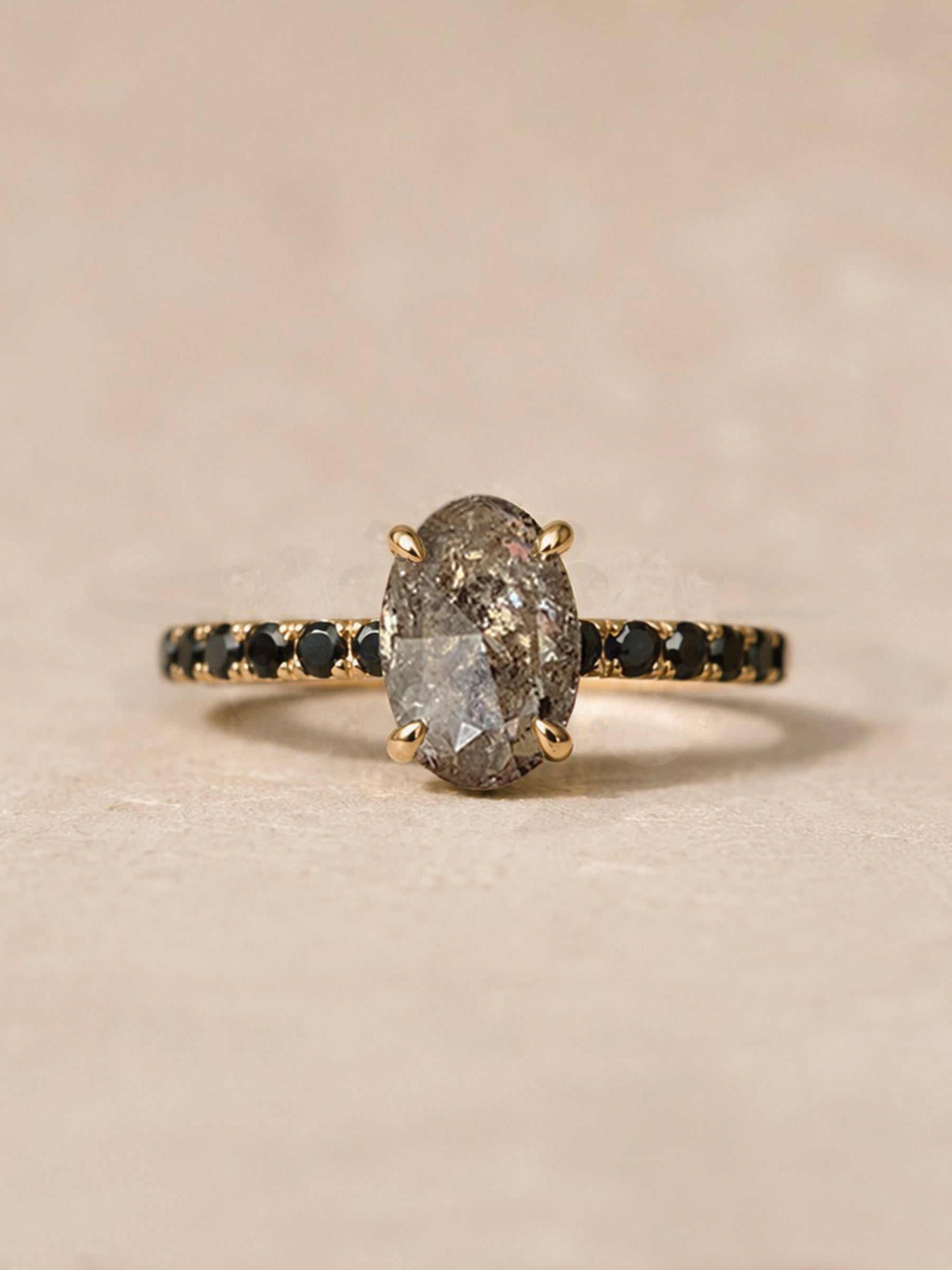 Quinn Oval Salt & Pepper Diamond Ring