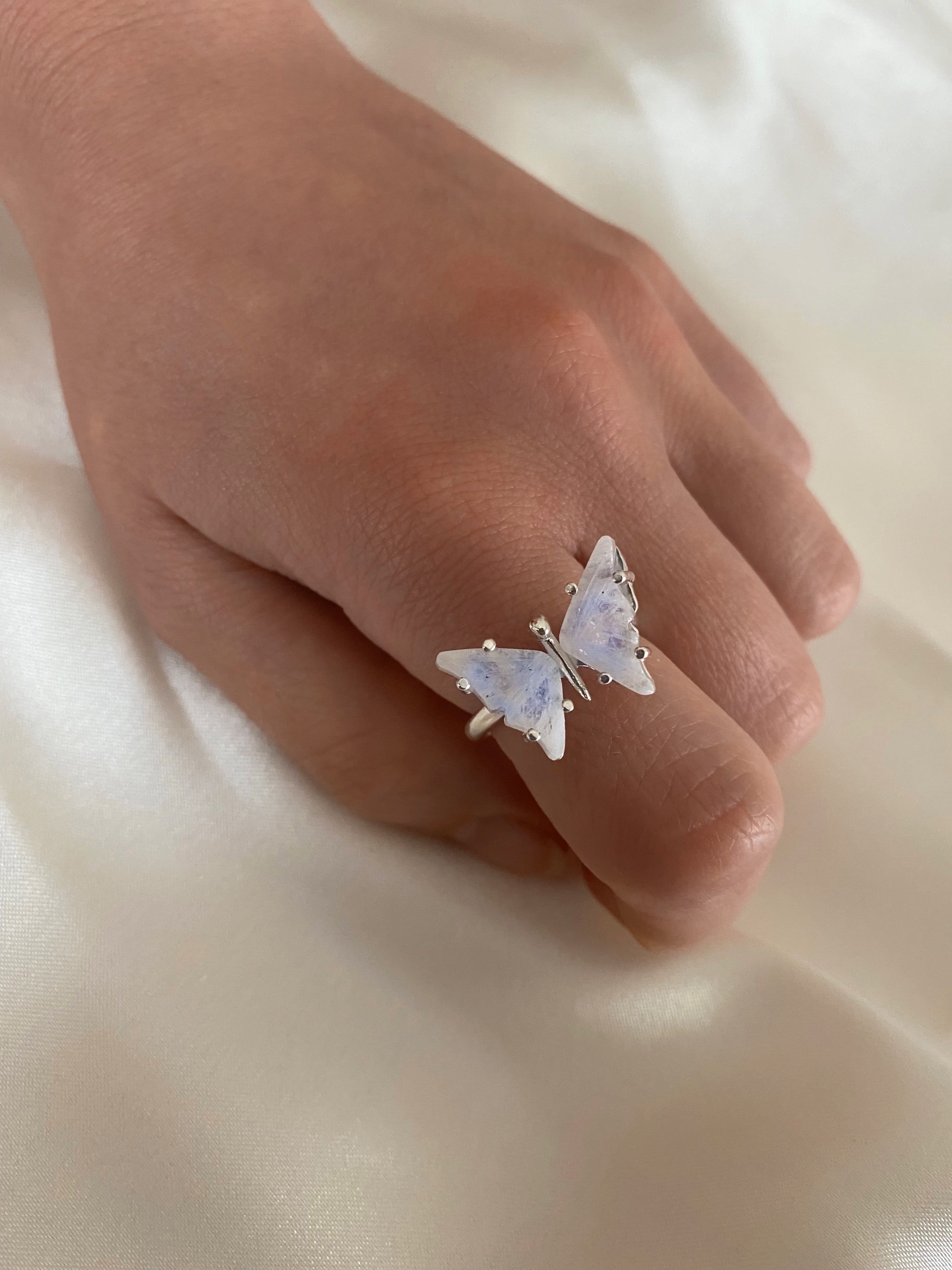 Moonstone Butterfly Ring