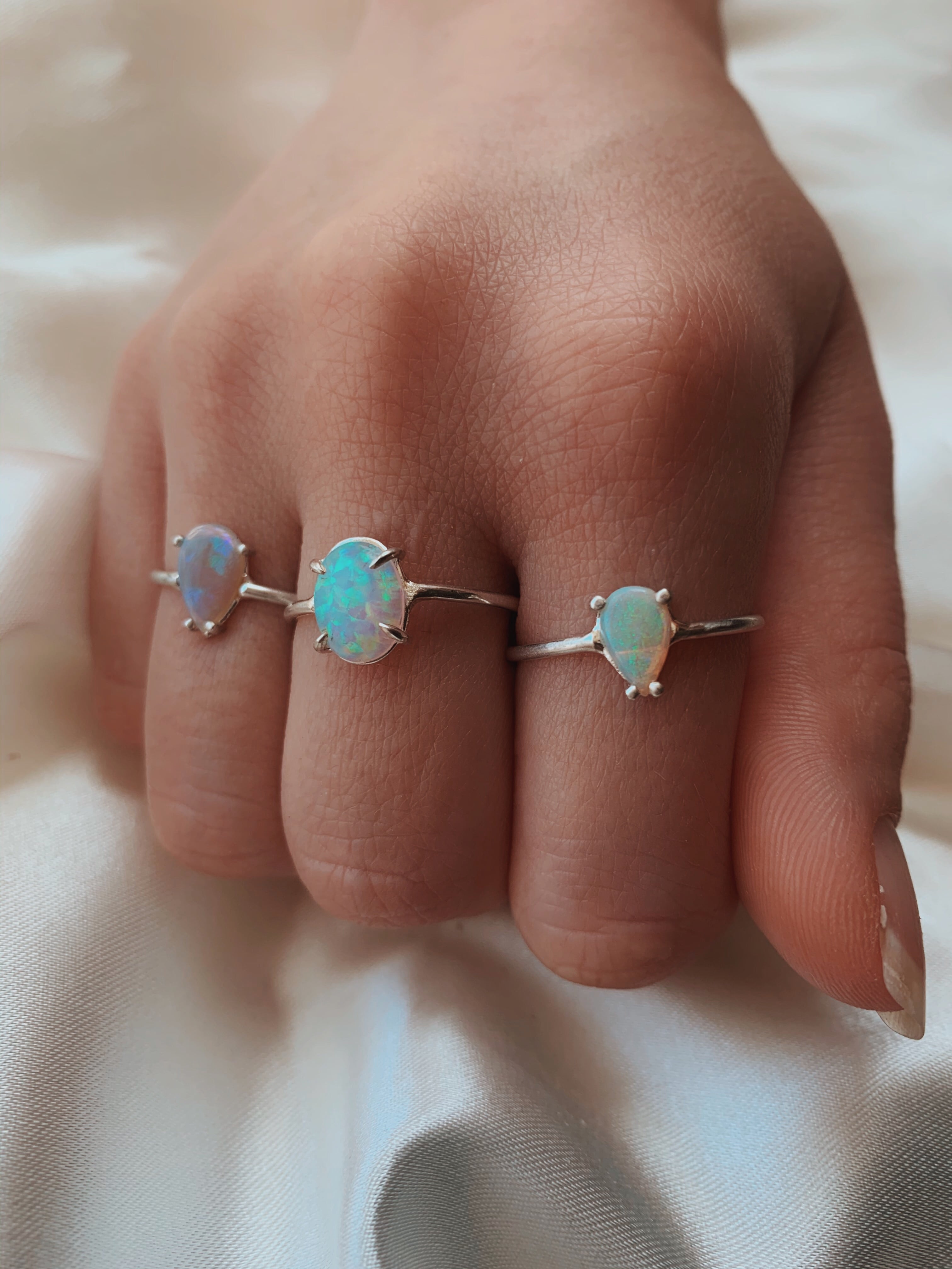 Natural Teardrop Opal Ring