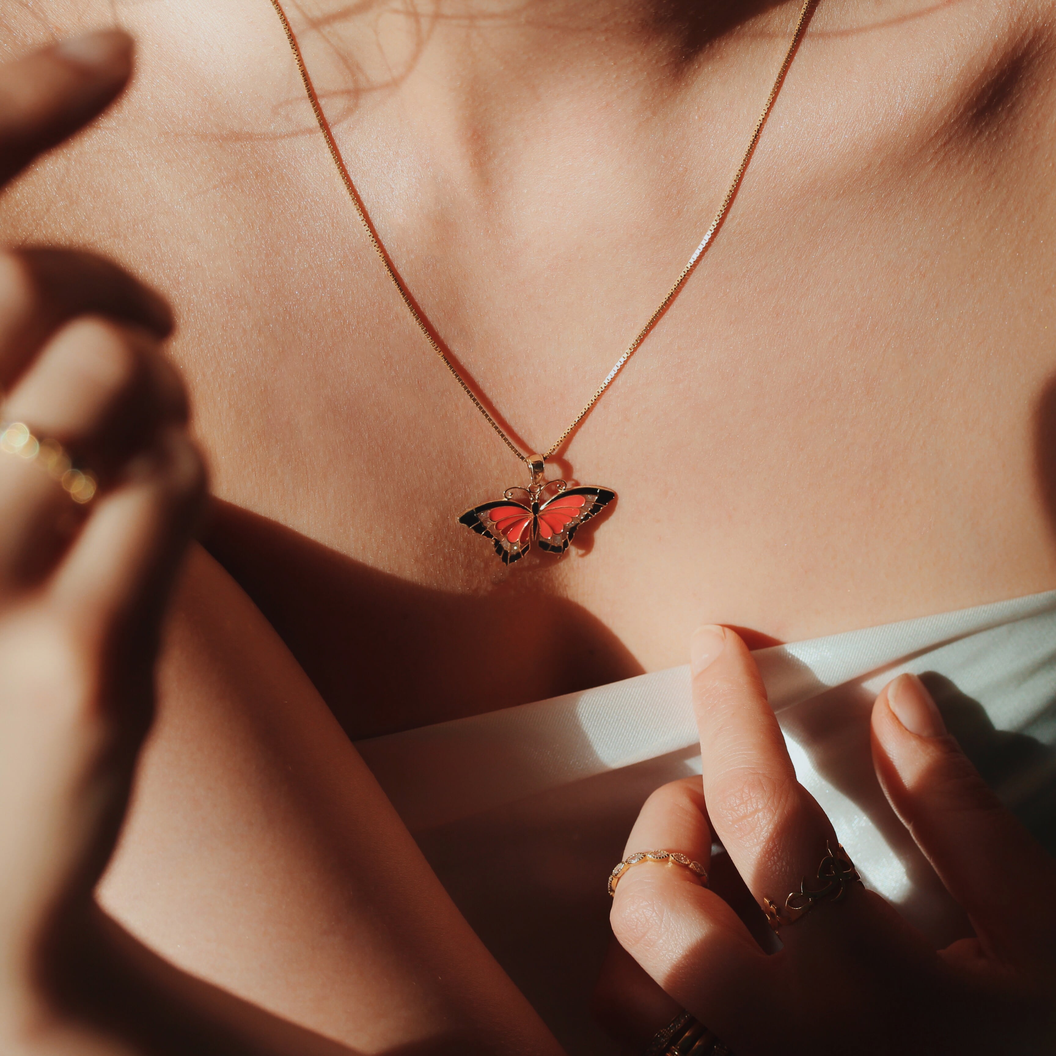14K Pink Butterfly Pendant