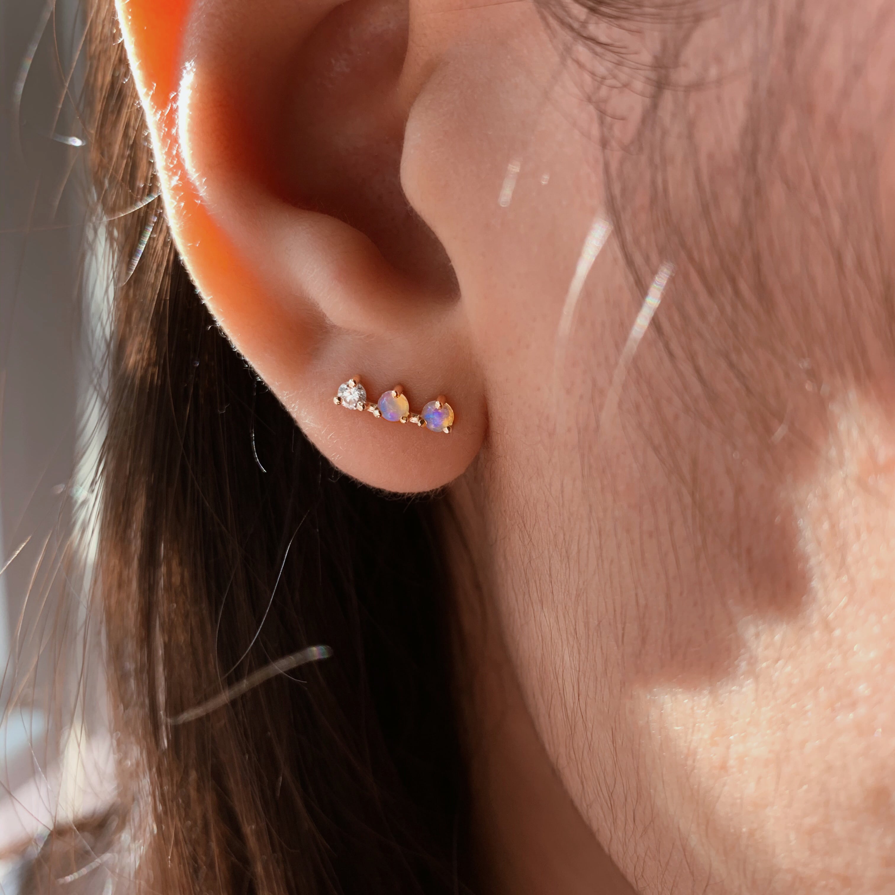 Handmade Opal Diamond Earrings
