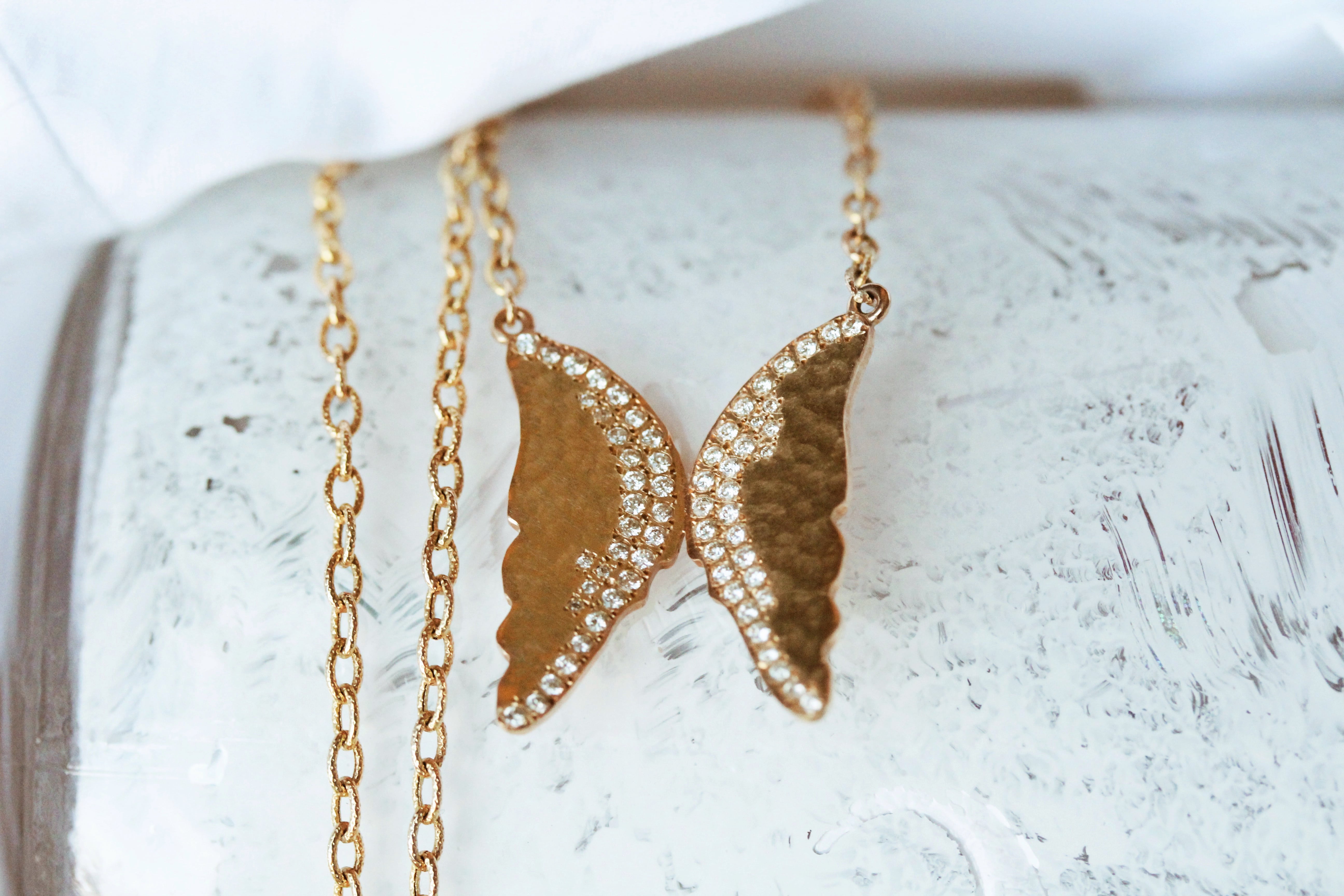 Psyche Gold and Diamond Butterfly Necklace