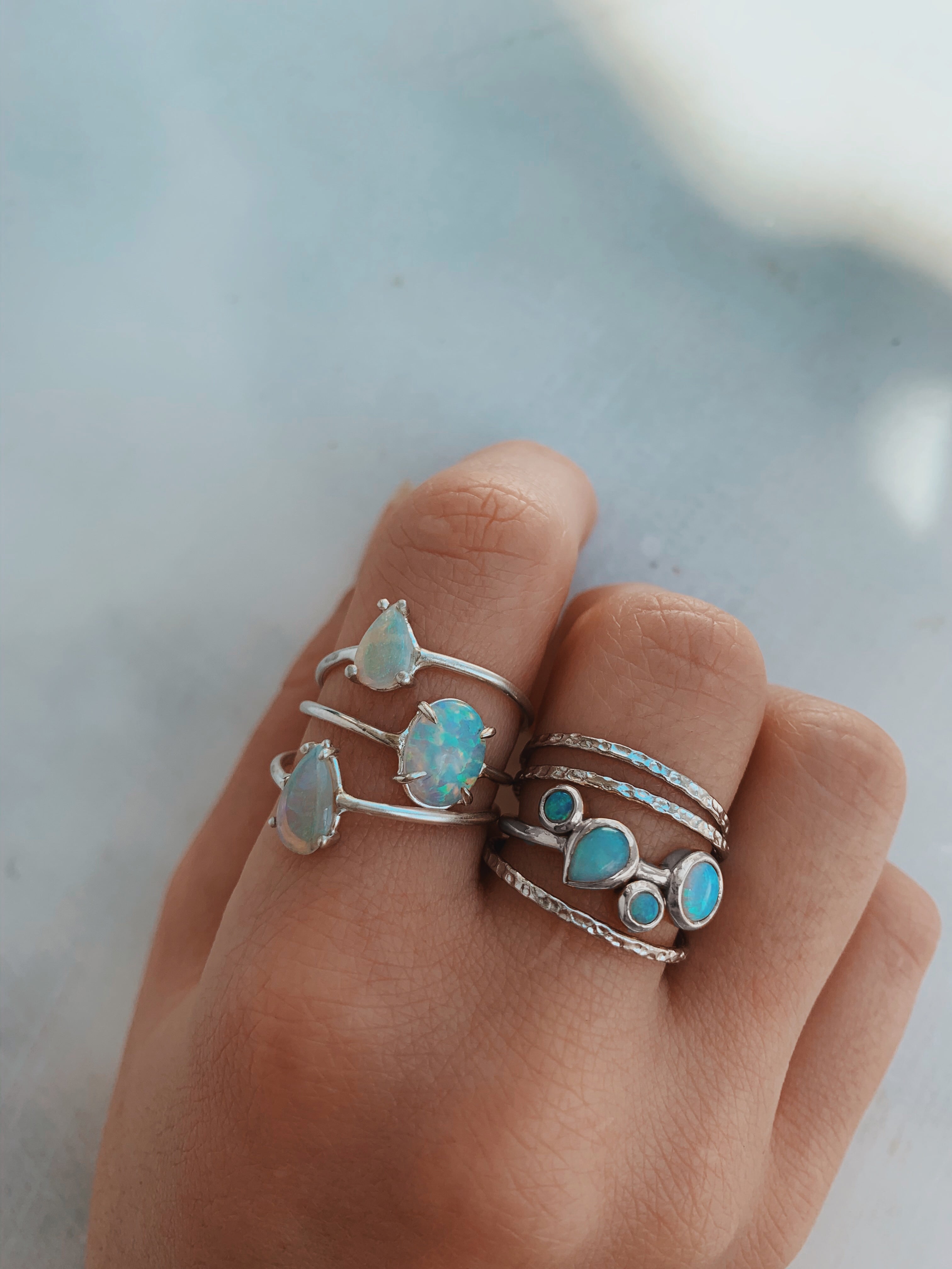 Natural Teardrop Opal Ring