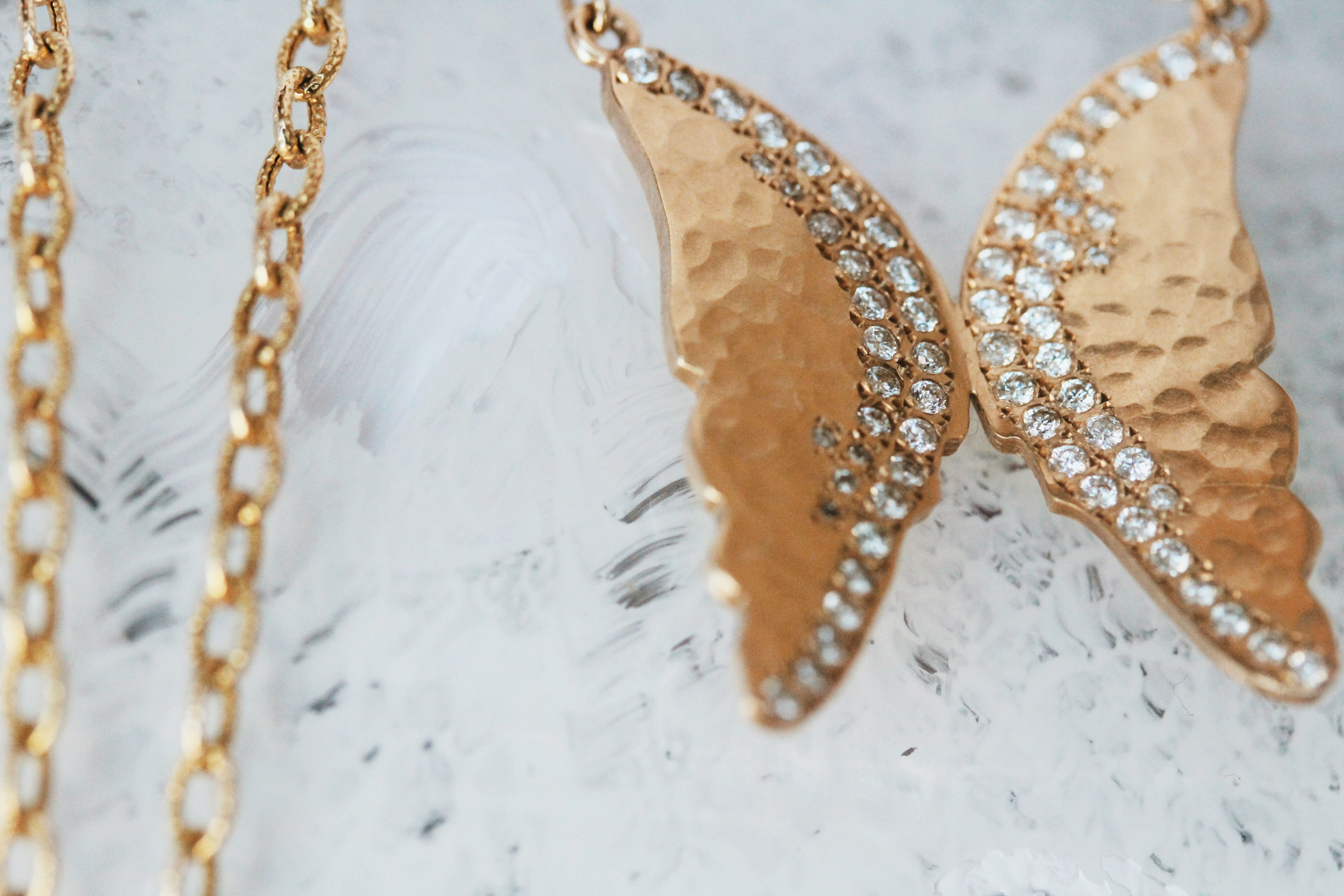 Psyche Gold and Diamond Butterfly Necklace