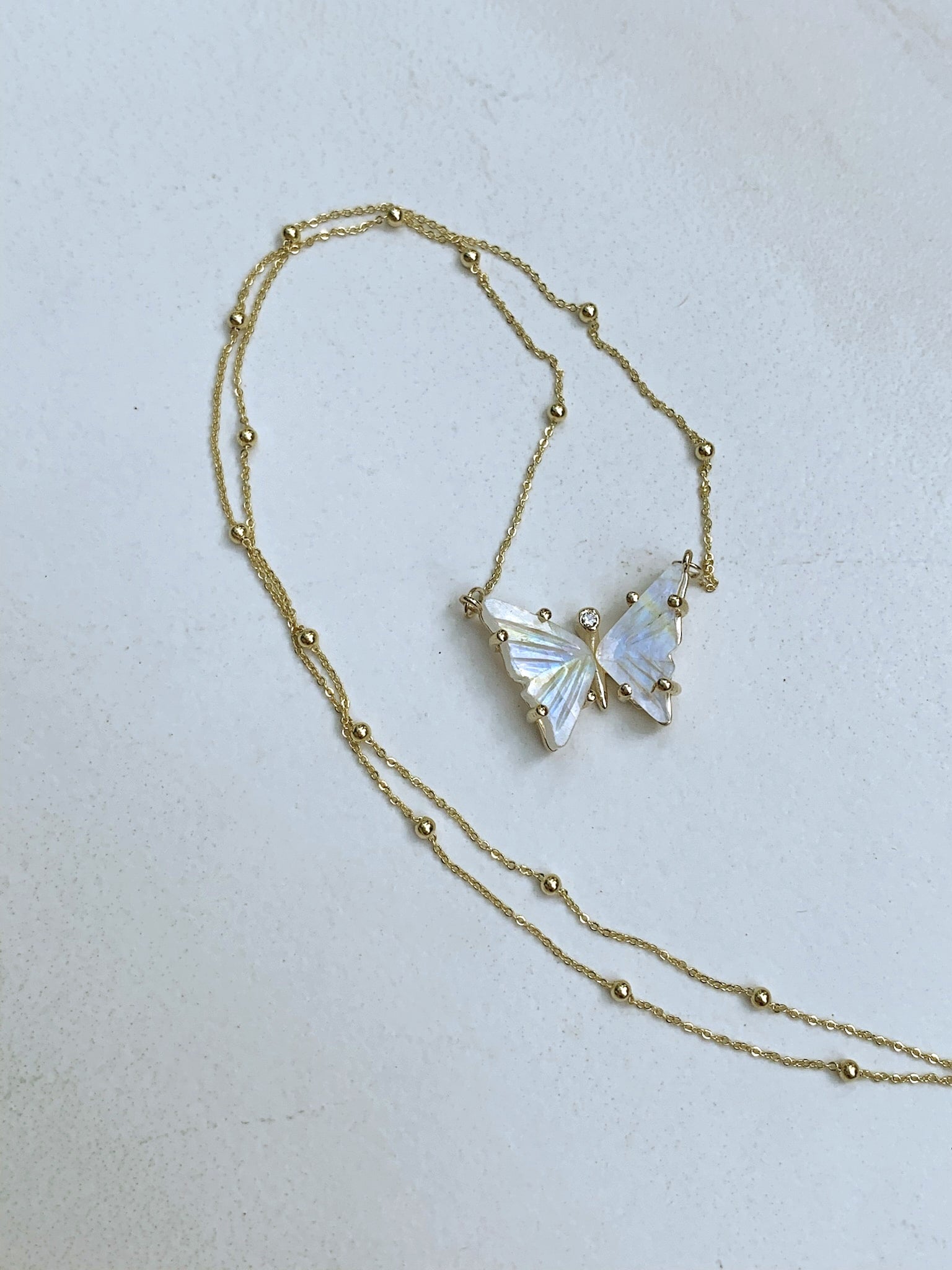 Moonstone Butterfly Satellite Necklace