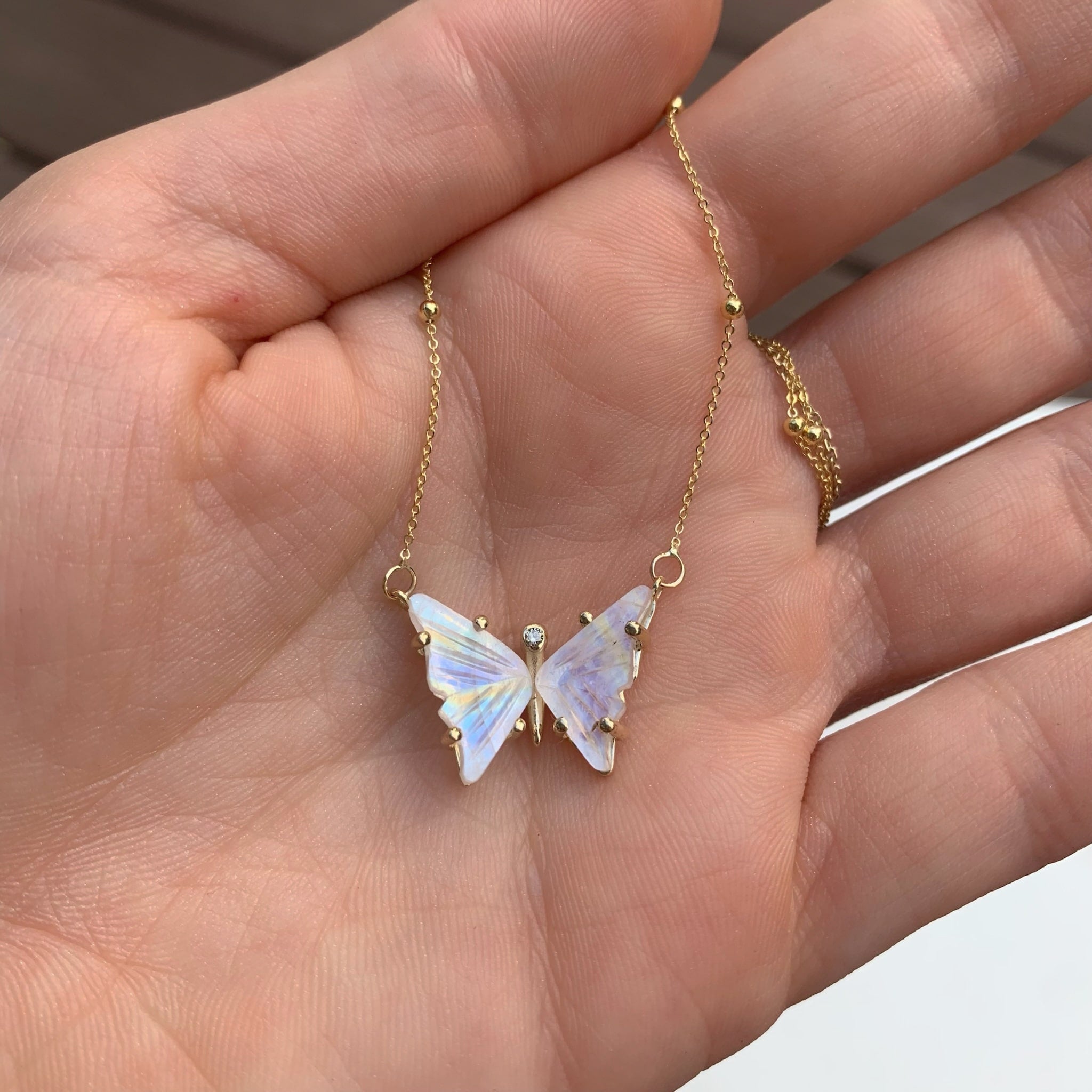 Moonstone Butterfly Satellite Necklace