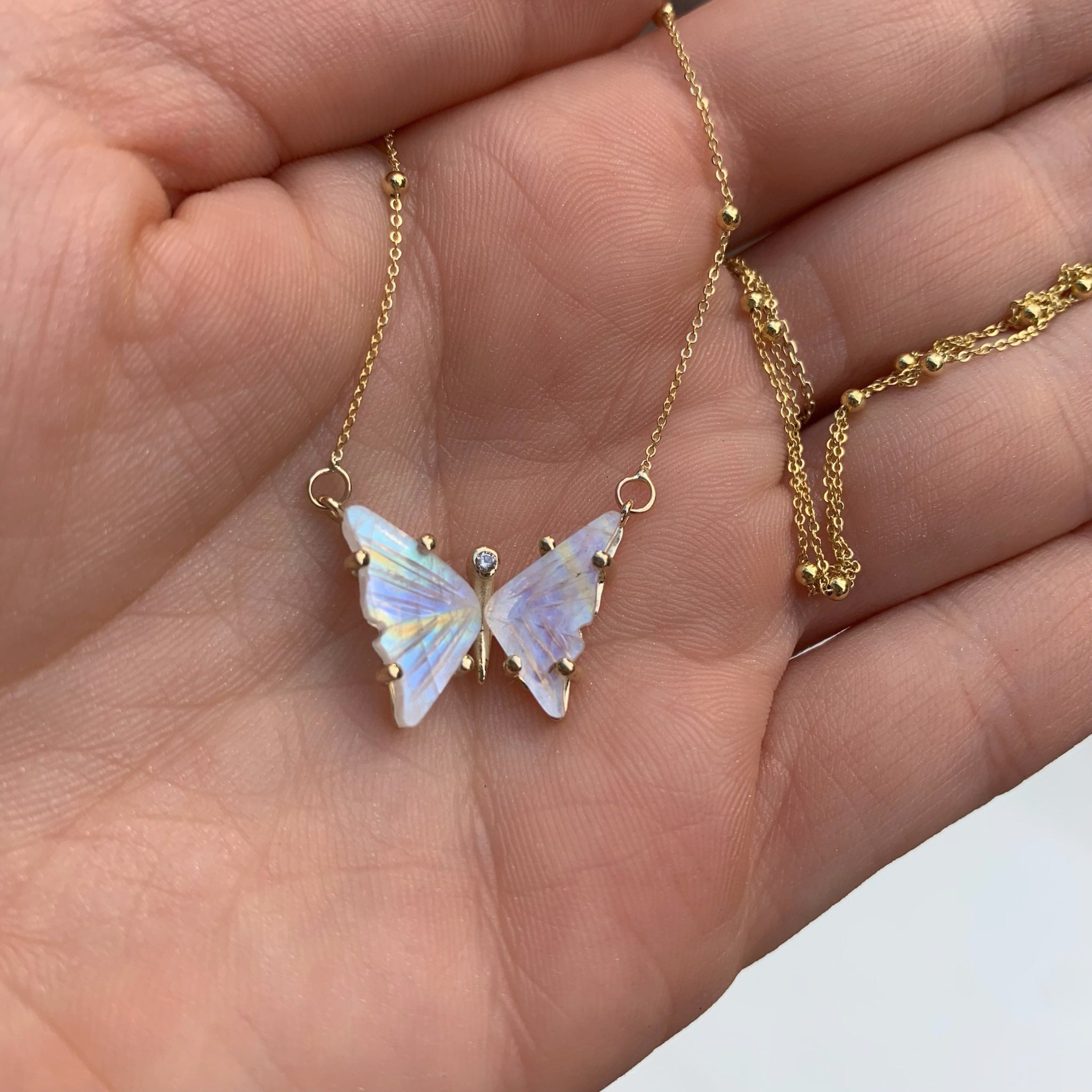 Moonstone Butterfly Satellite Necklace