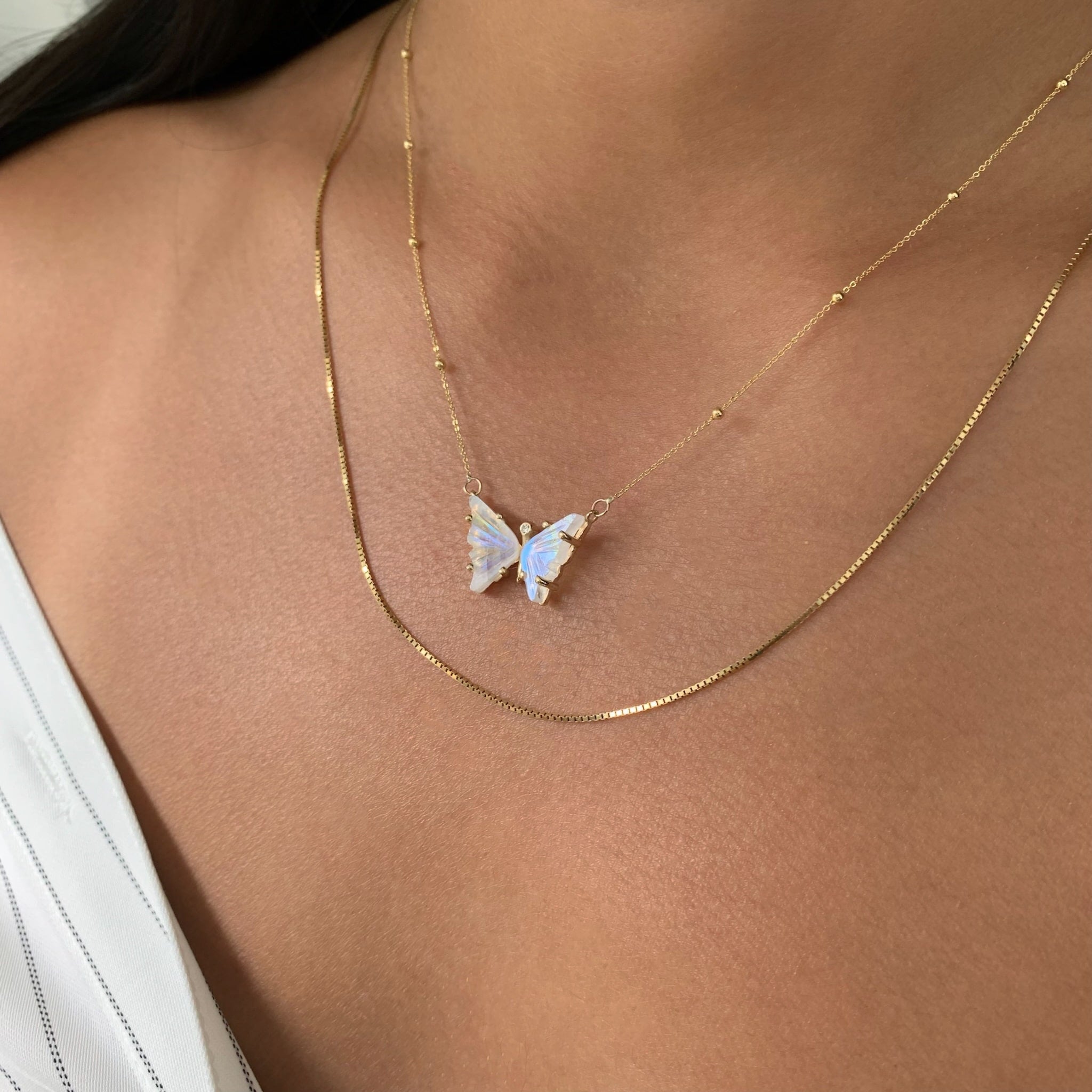 Moonstone Butterfly Satellite Necklace