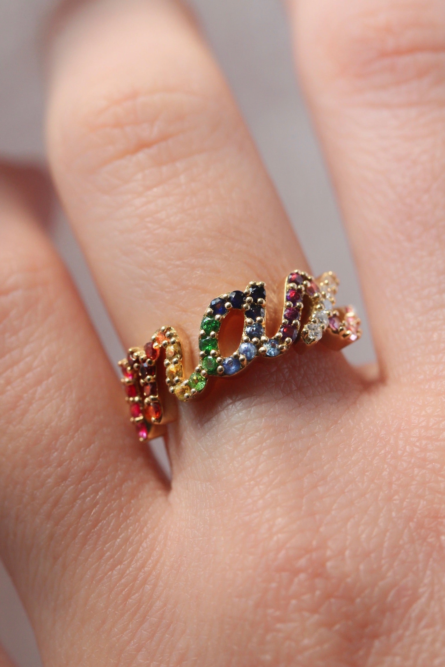 Name/Initial Rainbow Gemstone Ring