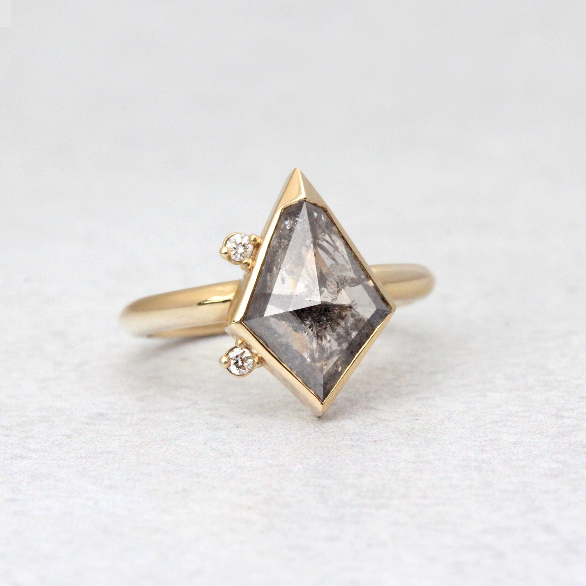 Salt & Pepper Kite Diamond Custom Engagement Ring