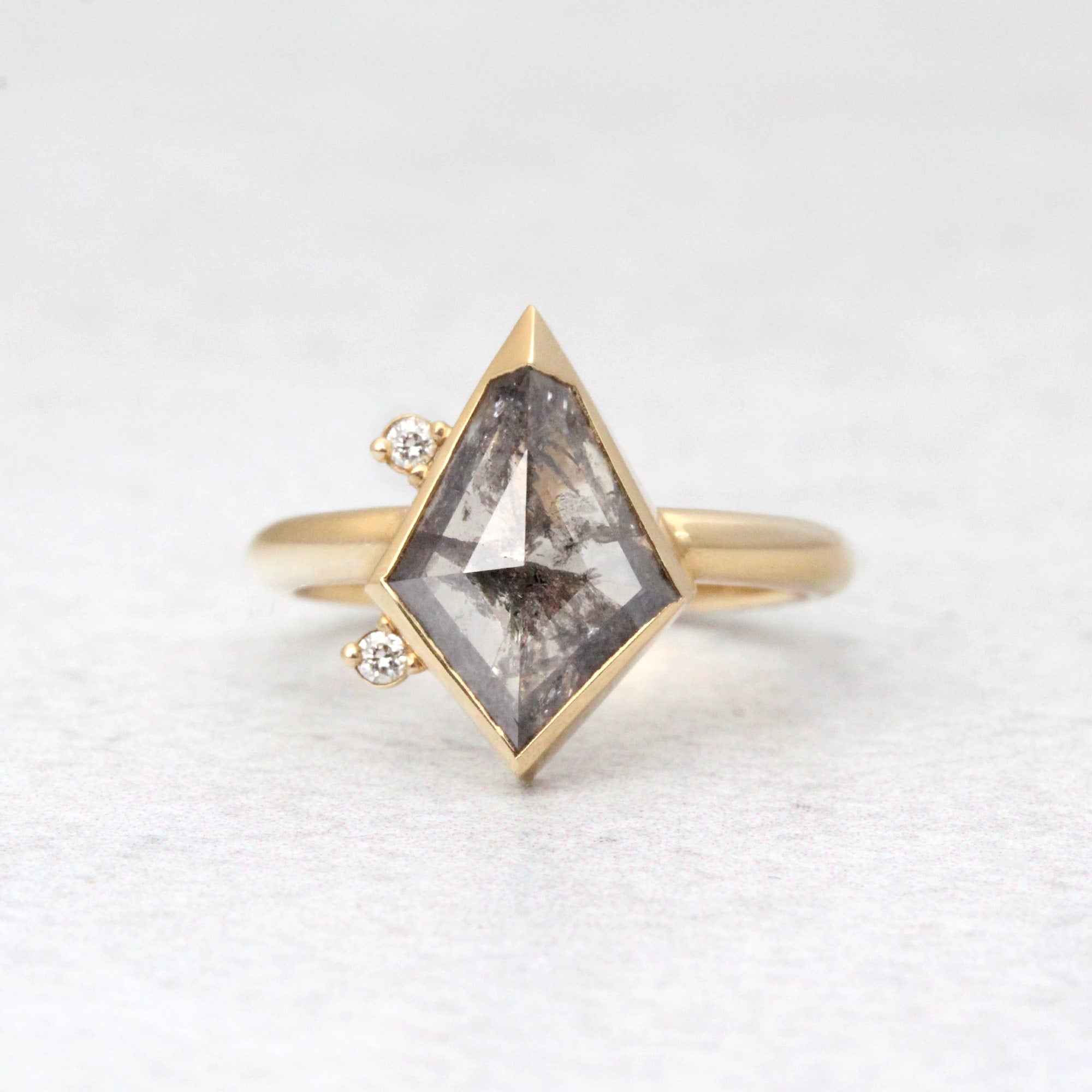 Salt & Pepper Kite Diamond Custom Engagement Ring