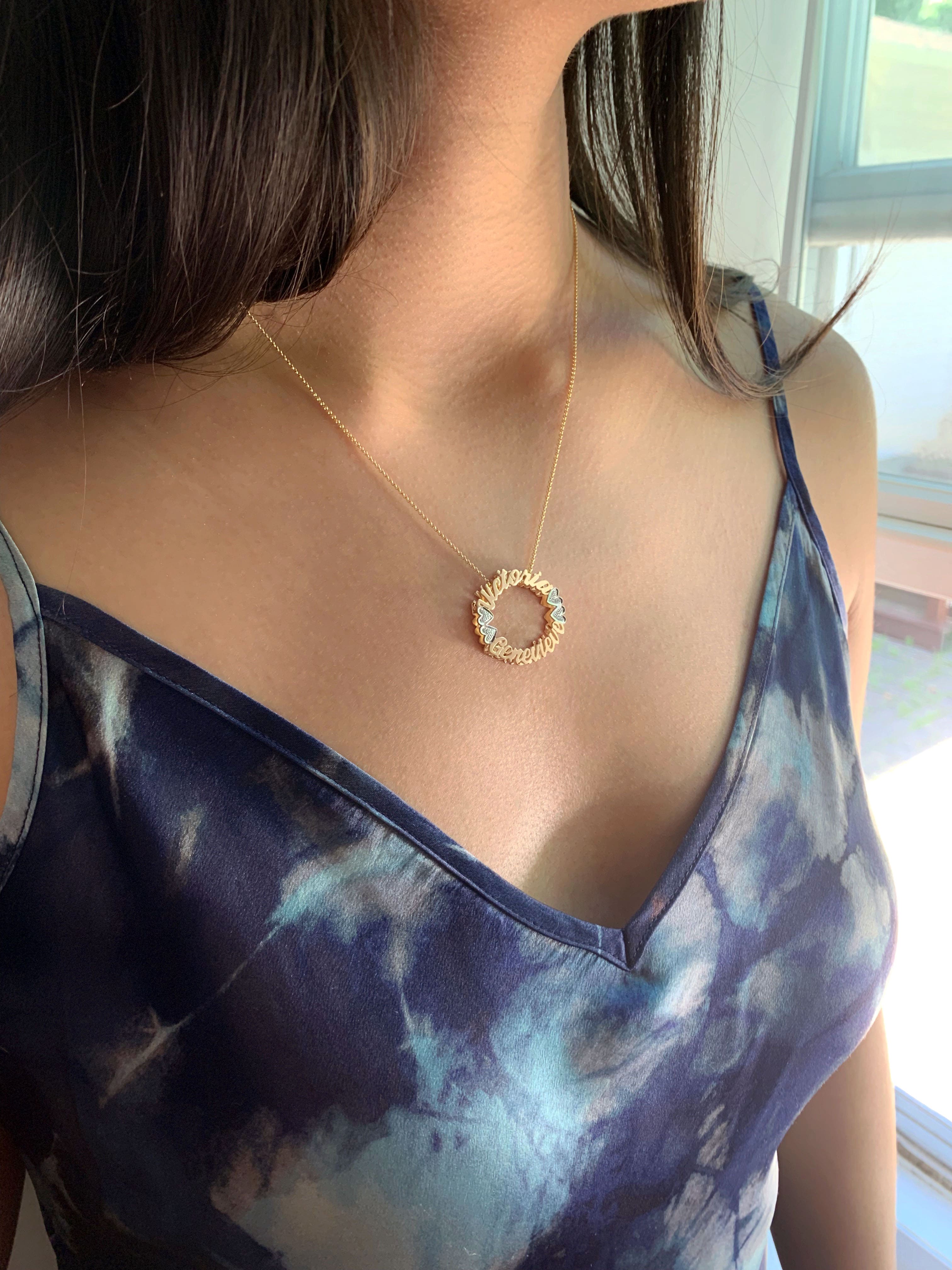 Script Circle Name Necklace