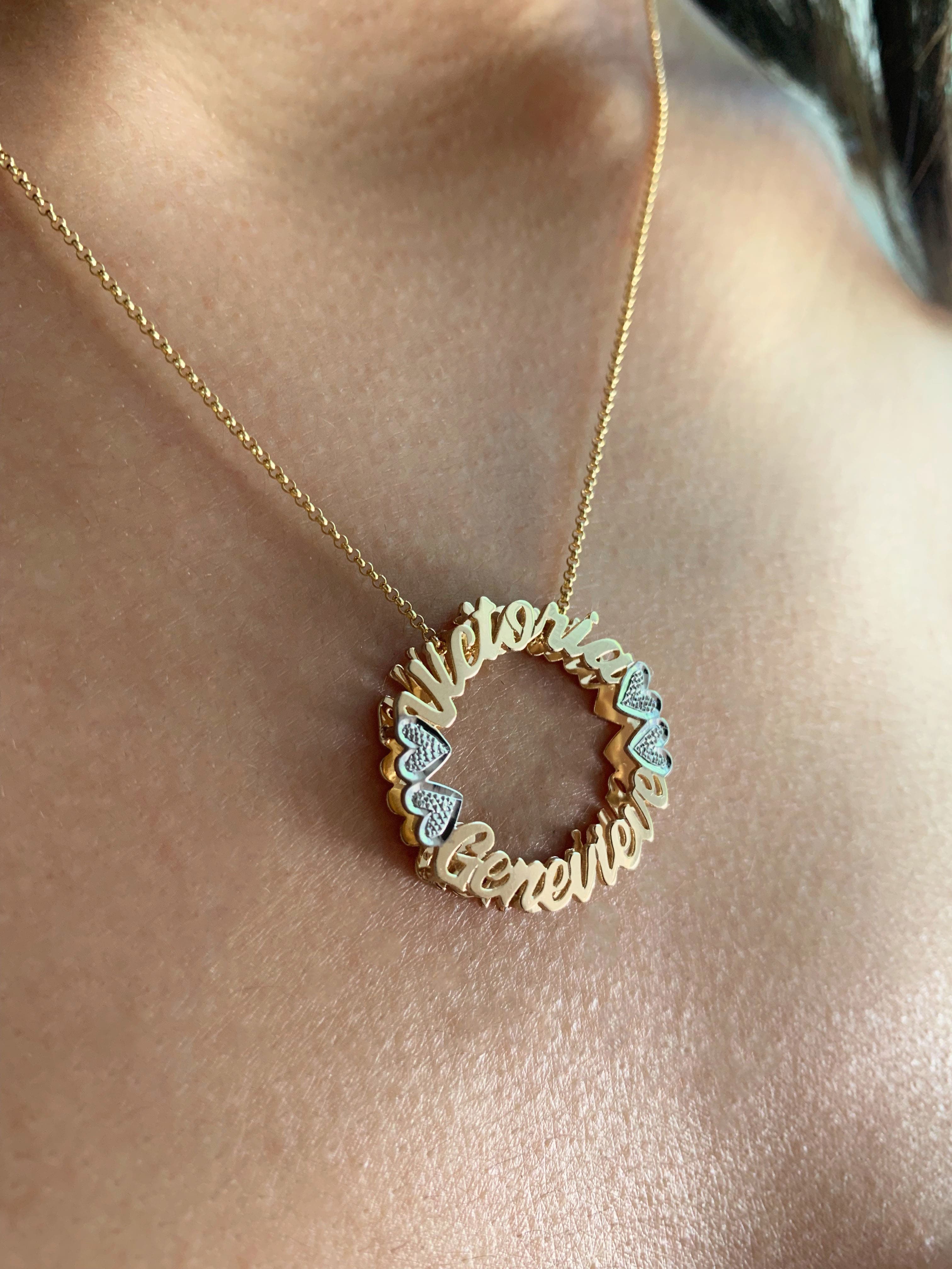 Script Circle Name Necklace