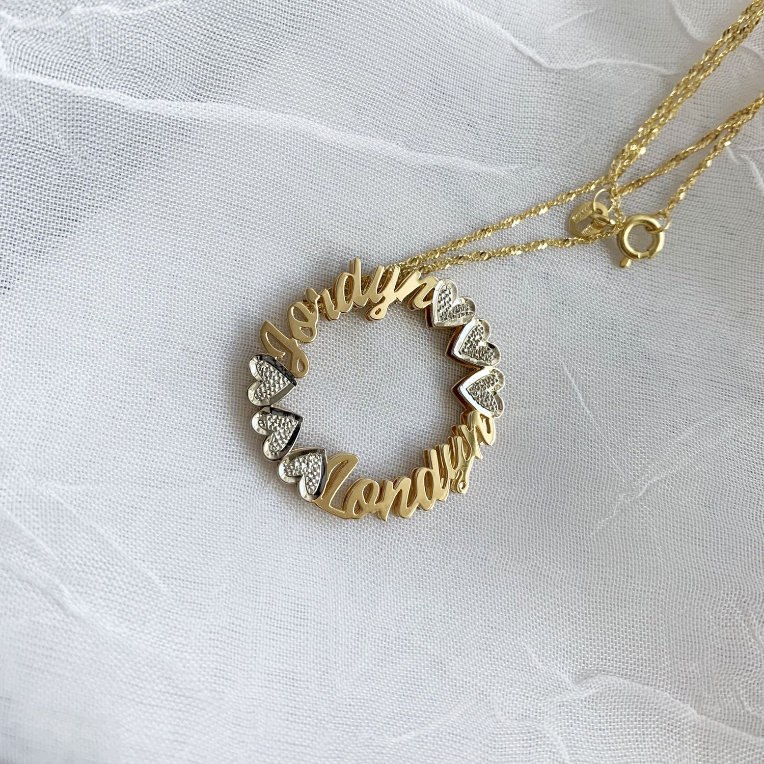 Script Circle Name Necklace