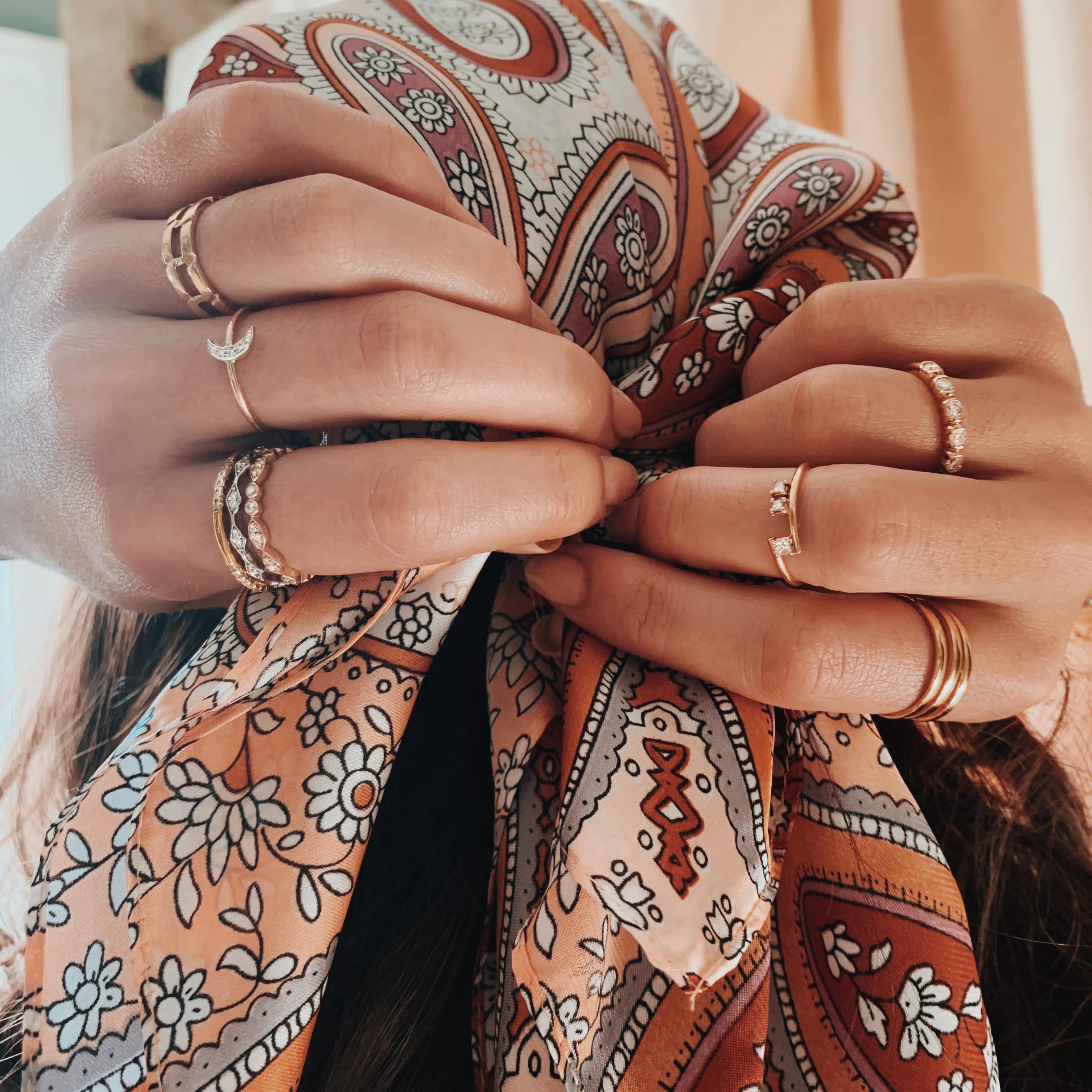 Mena Dainty Diamond Moon Ring