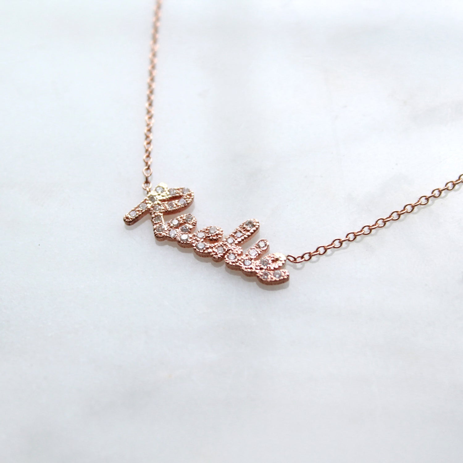 Dainty Diamond Name Necklace