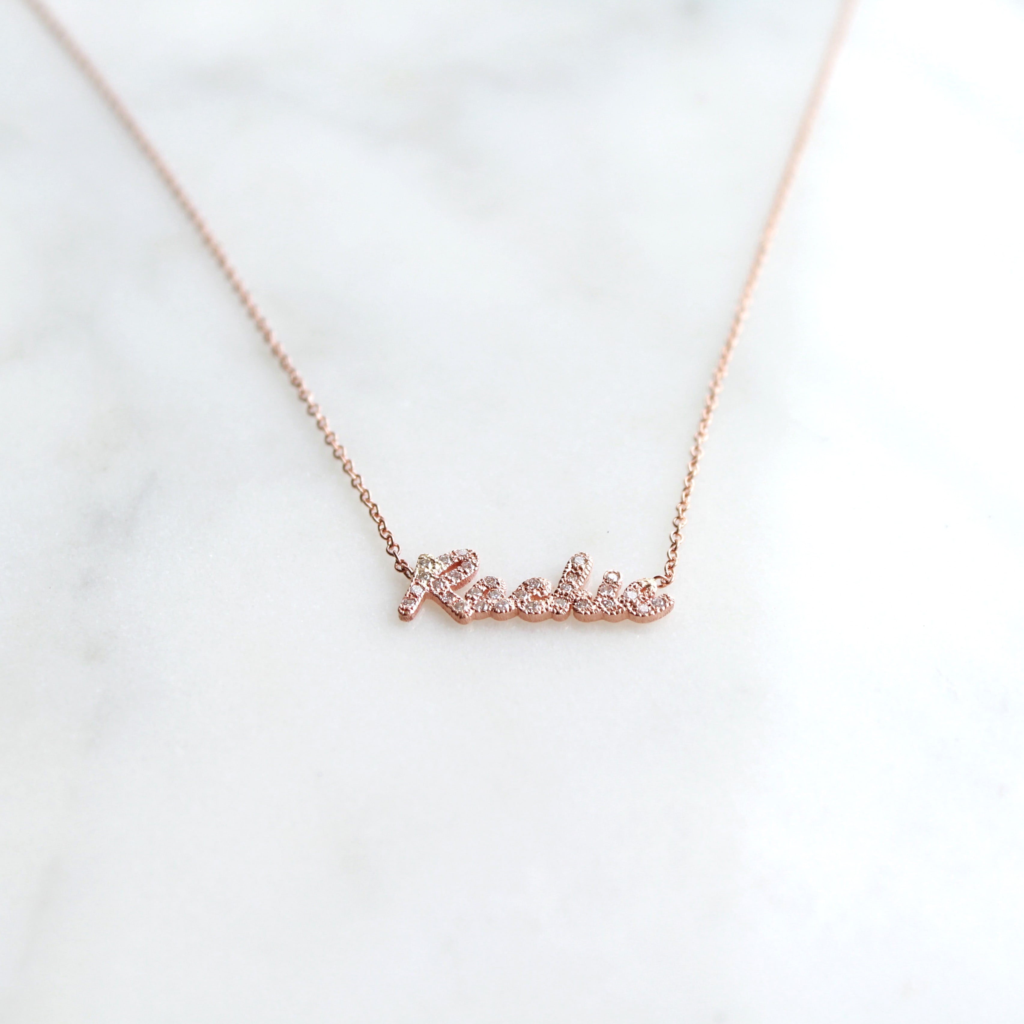 Dainty Diamond Name Necklace