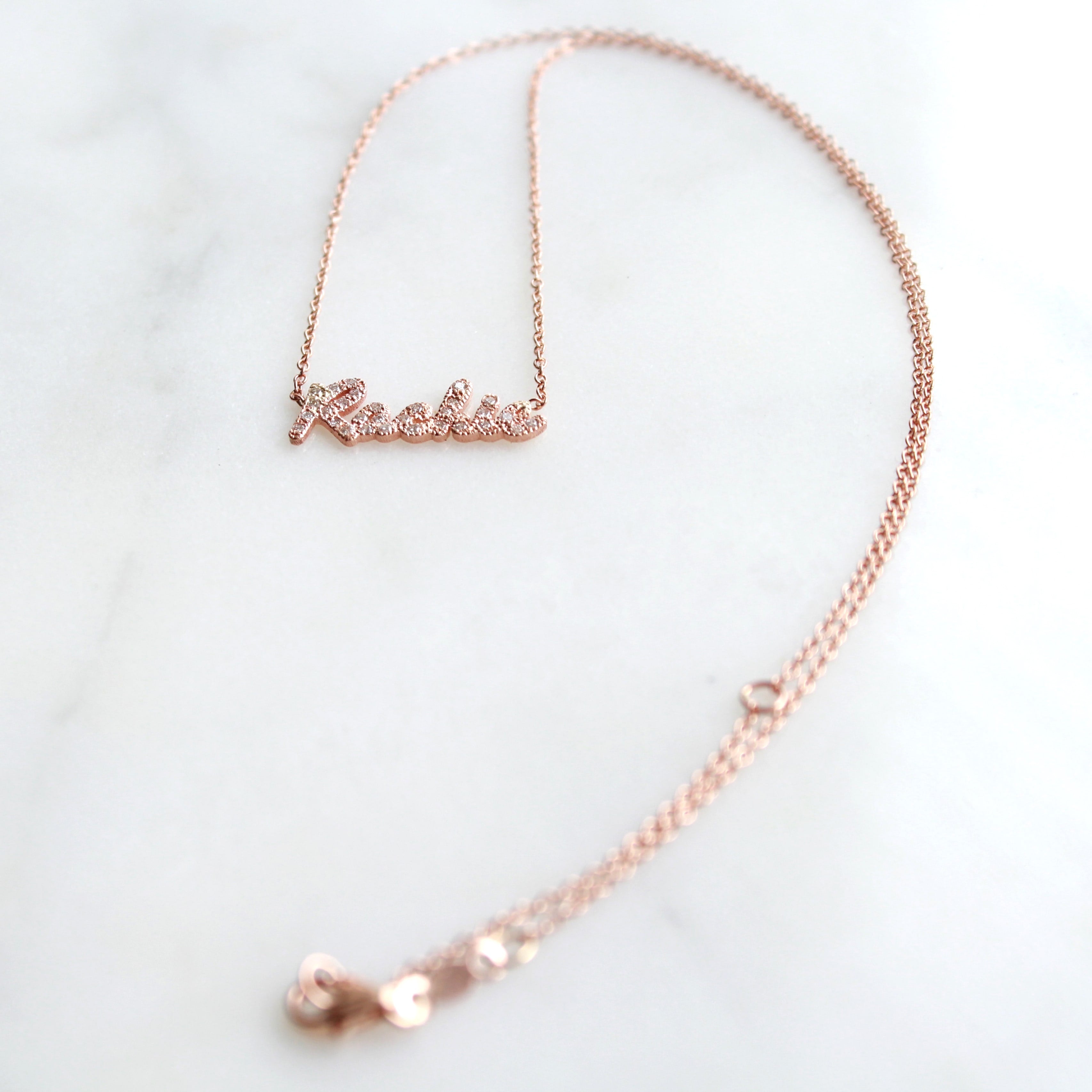 Dainty Diamond Name Necklace