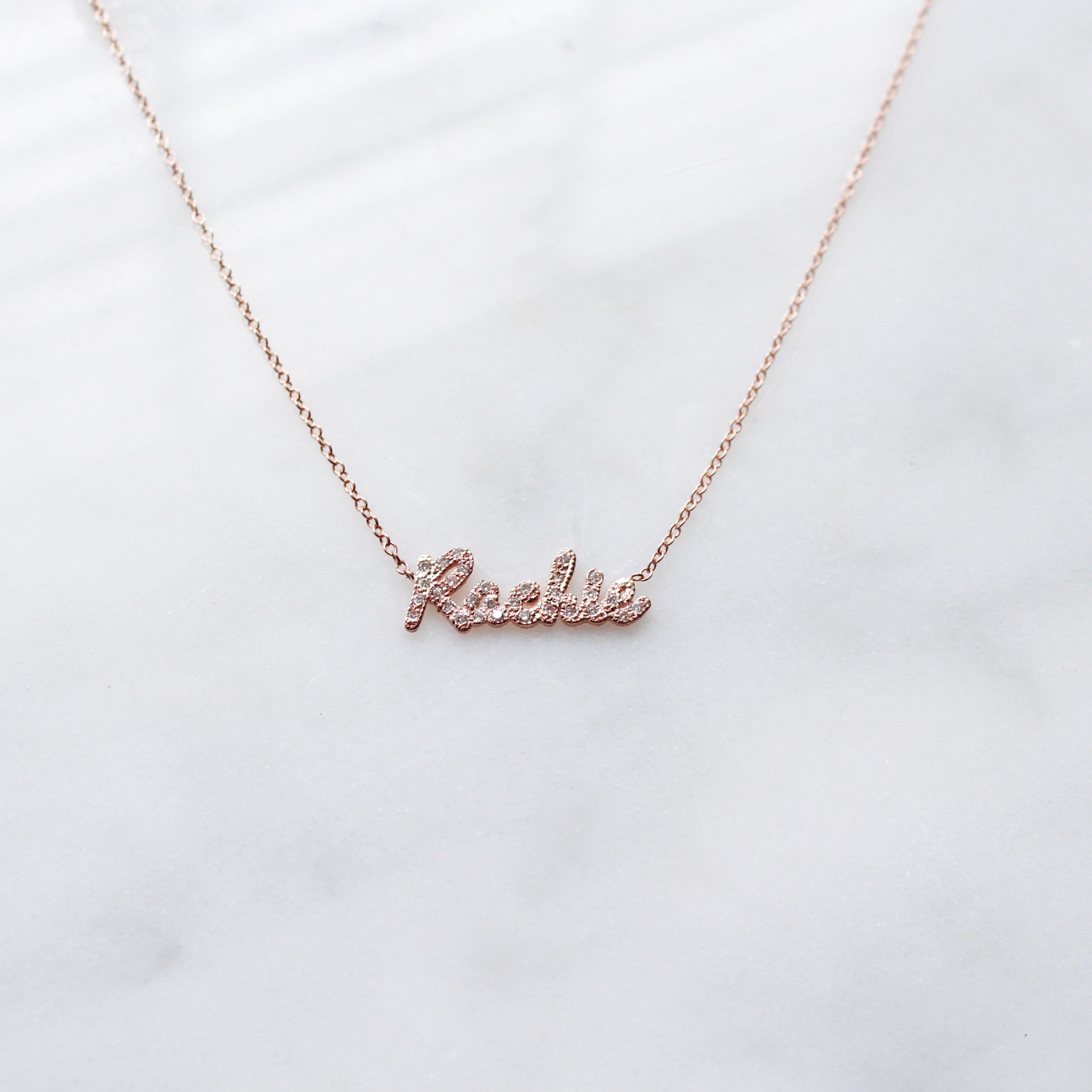 Dainty Diamond Name Necklace