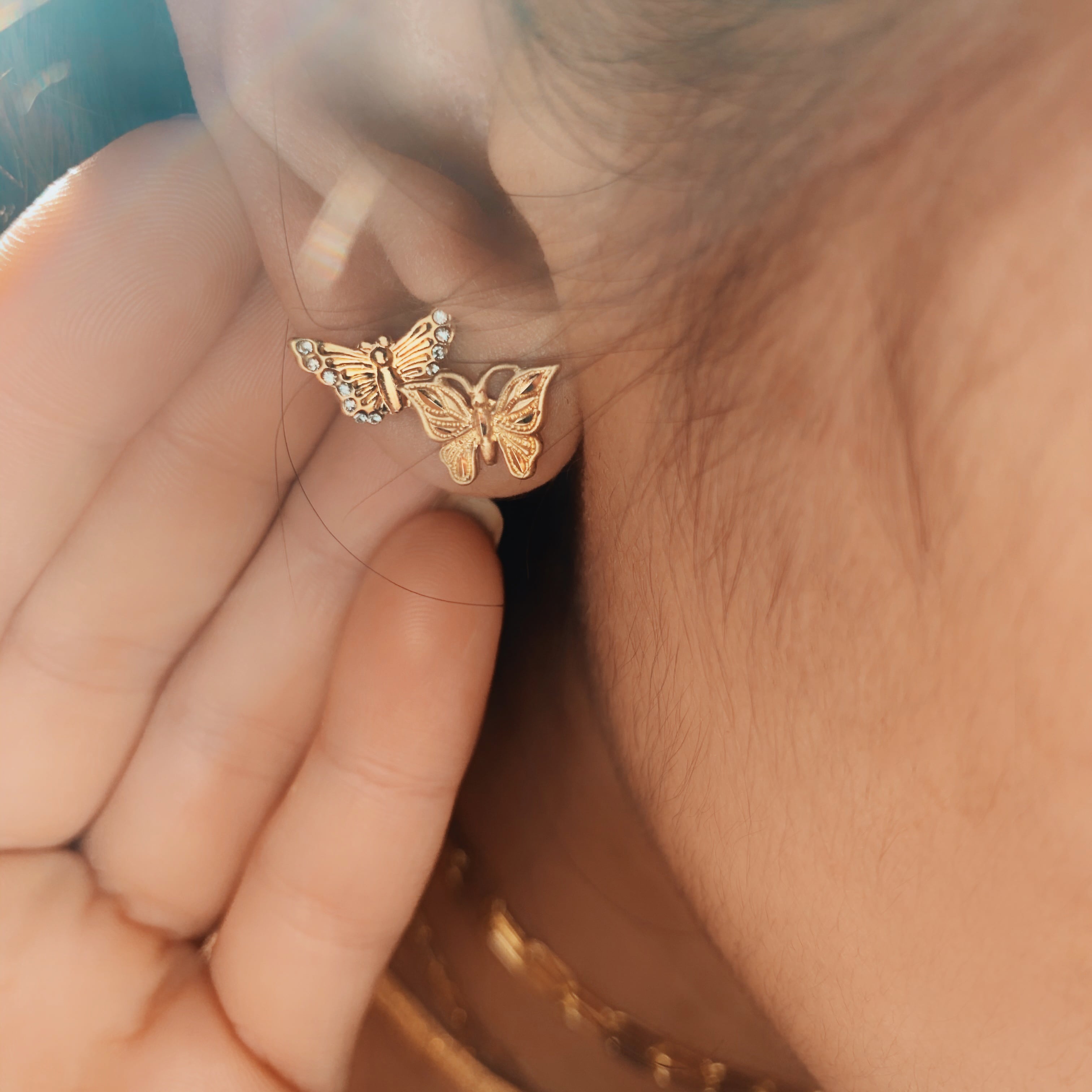 Gold Butterfly Earrings