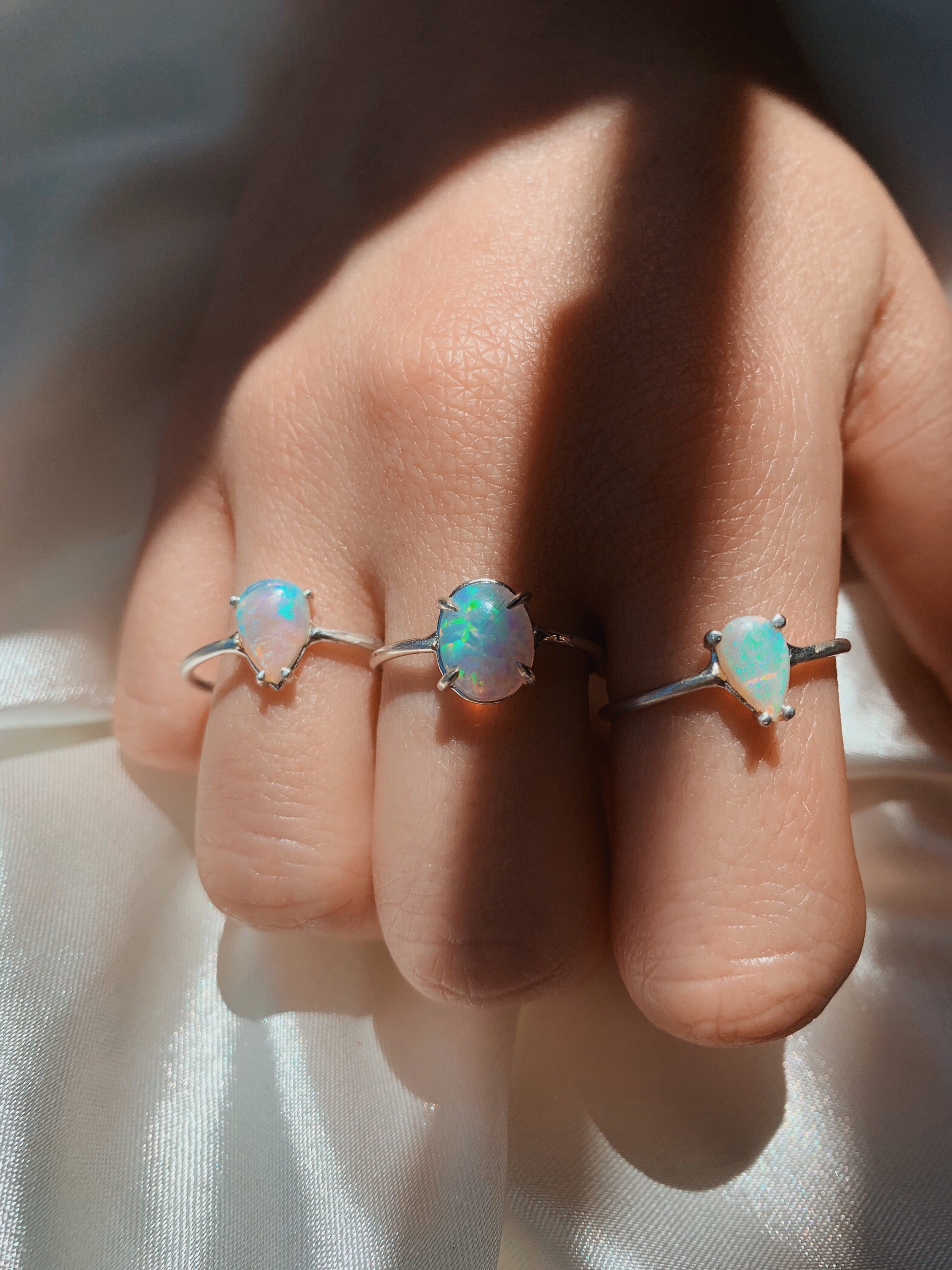 Natural Teardrop Opal Ring