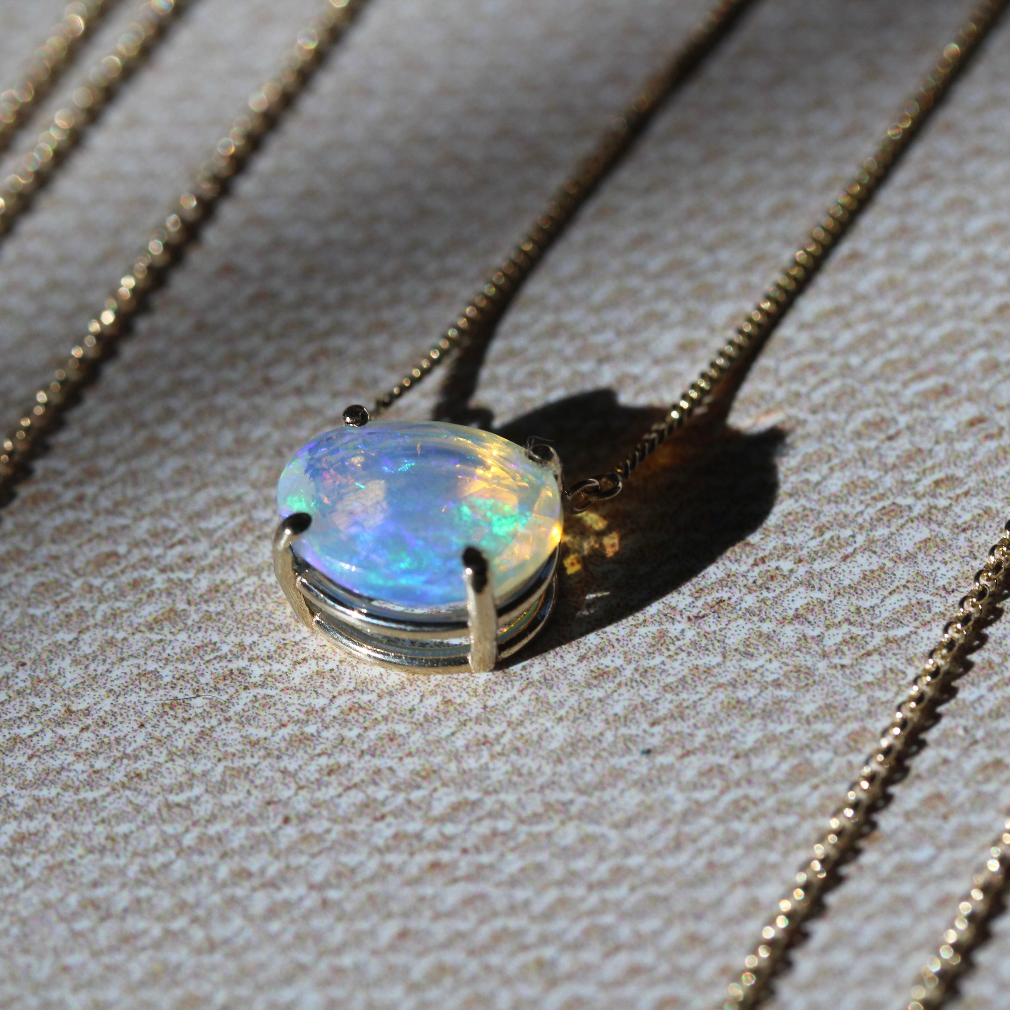 Solitaire Oval Opal Necklace