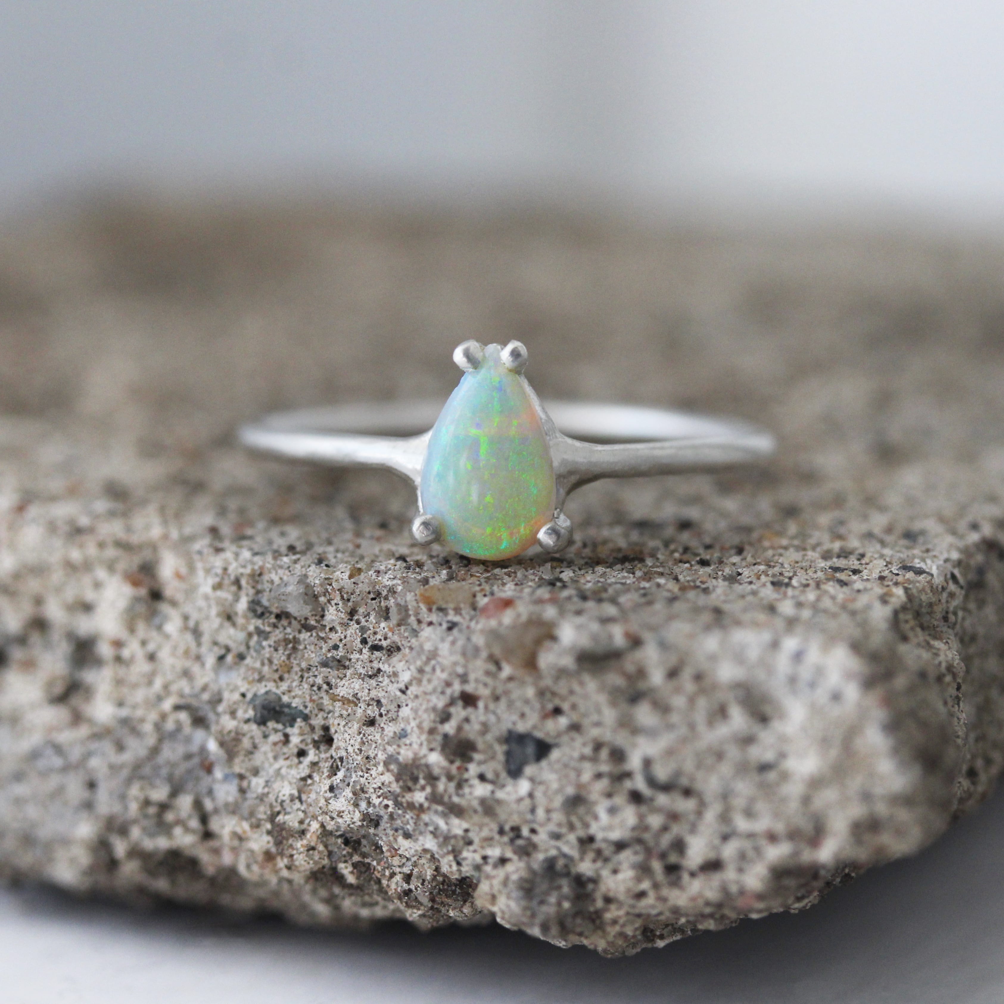 Natural Teardrop Opal Ring