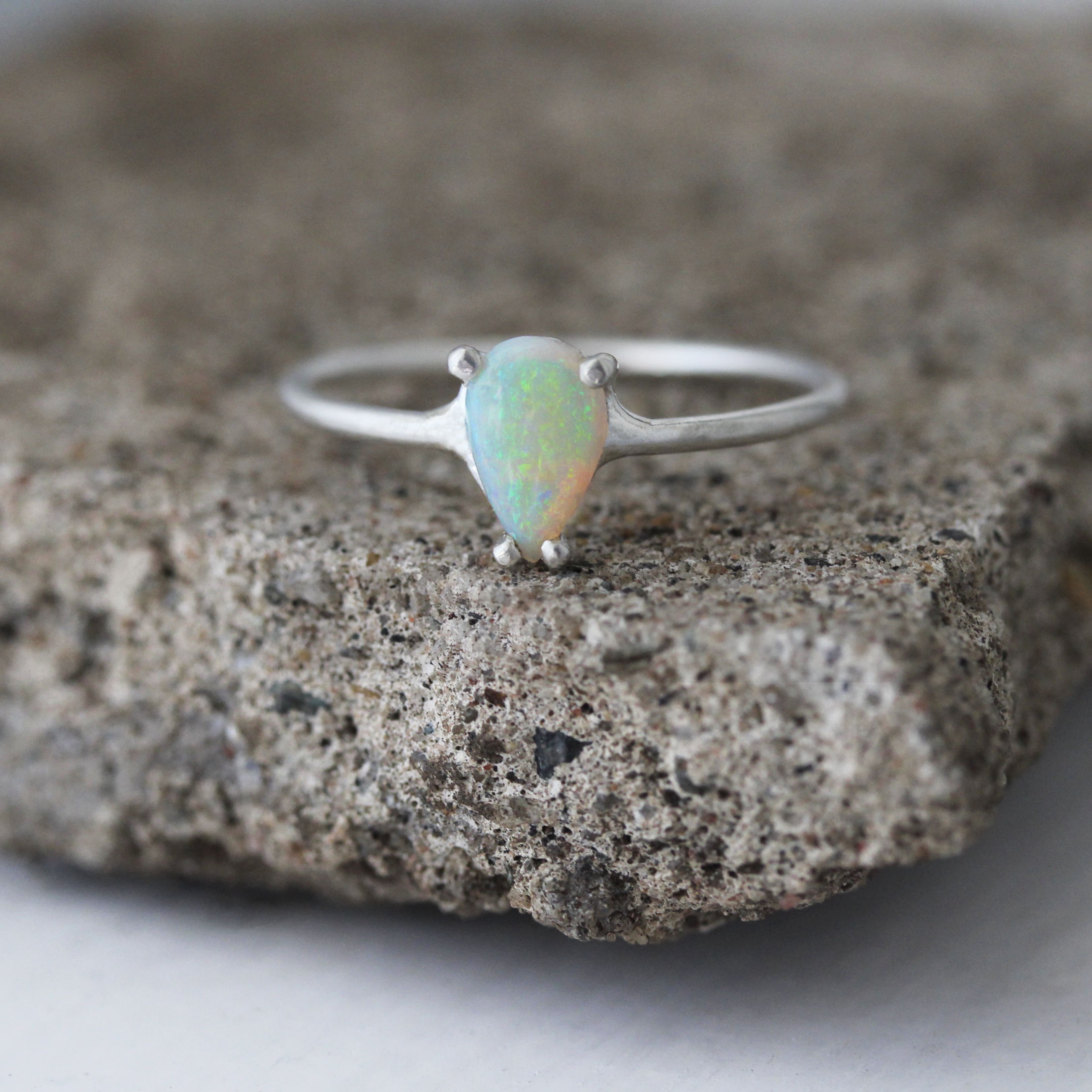 Natural Teardrop Opal Ring