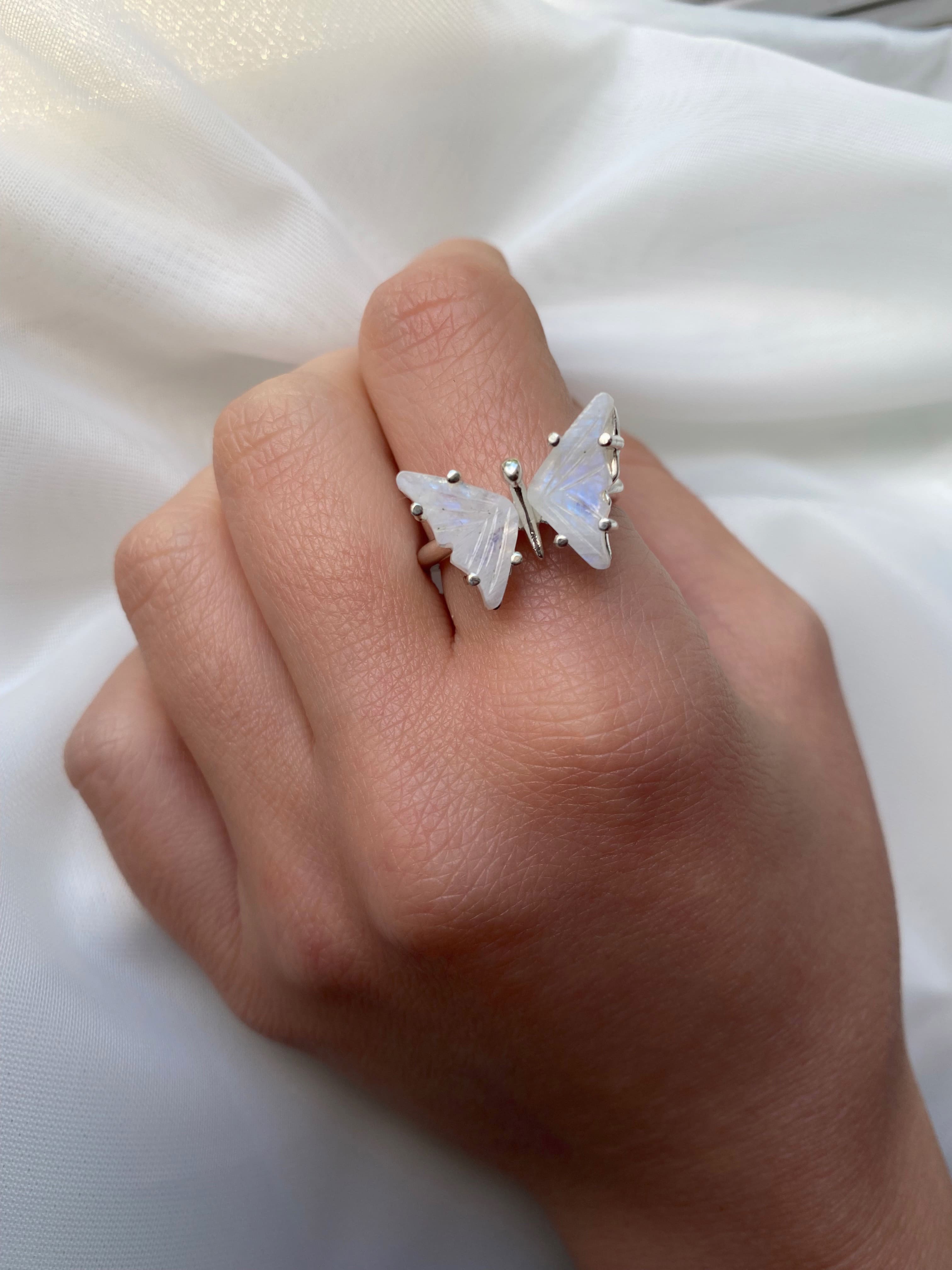 Moonstone Butterfly Ring