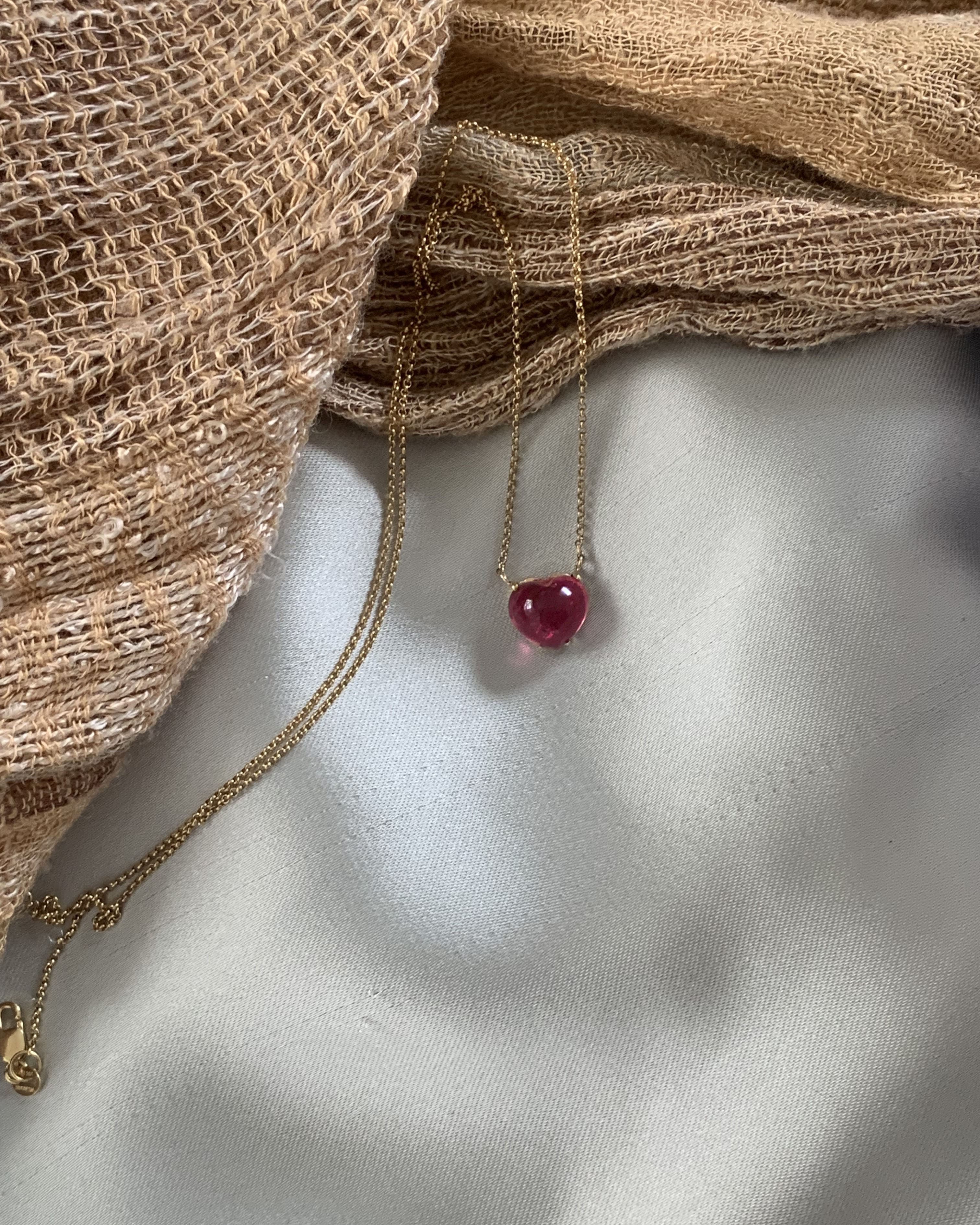 Small Solitaire Pink Tourmaline Heart Necklace