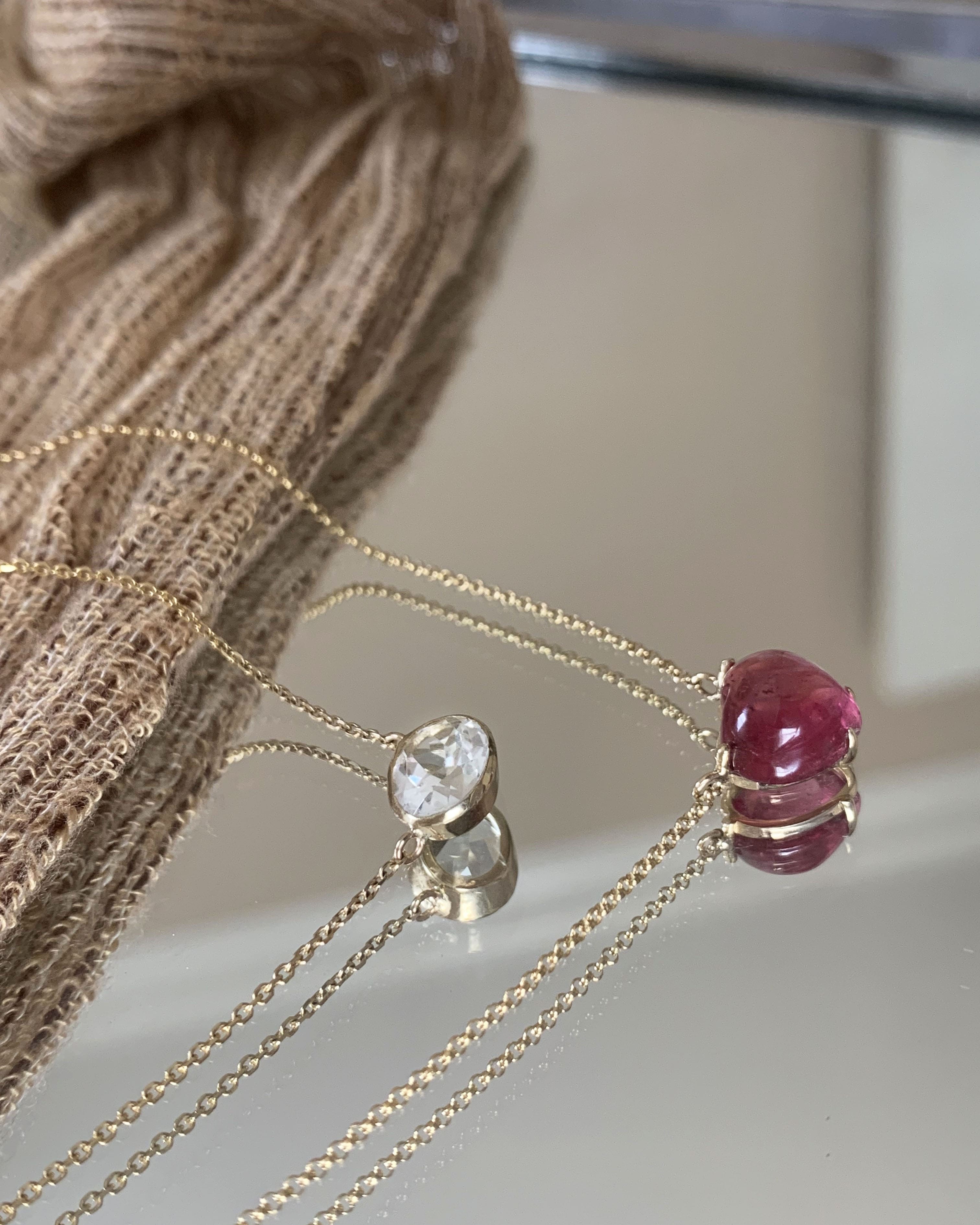 Small Solitaire Pink Tourmaline Heart Necklace