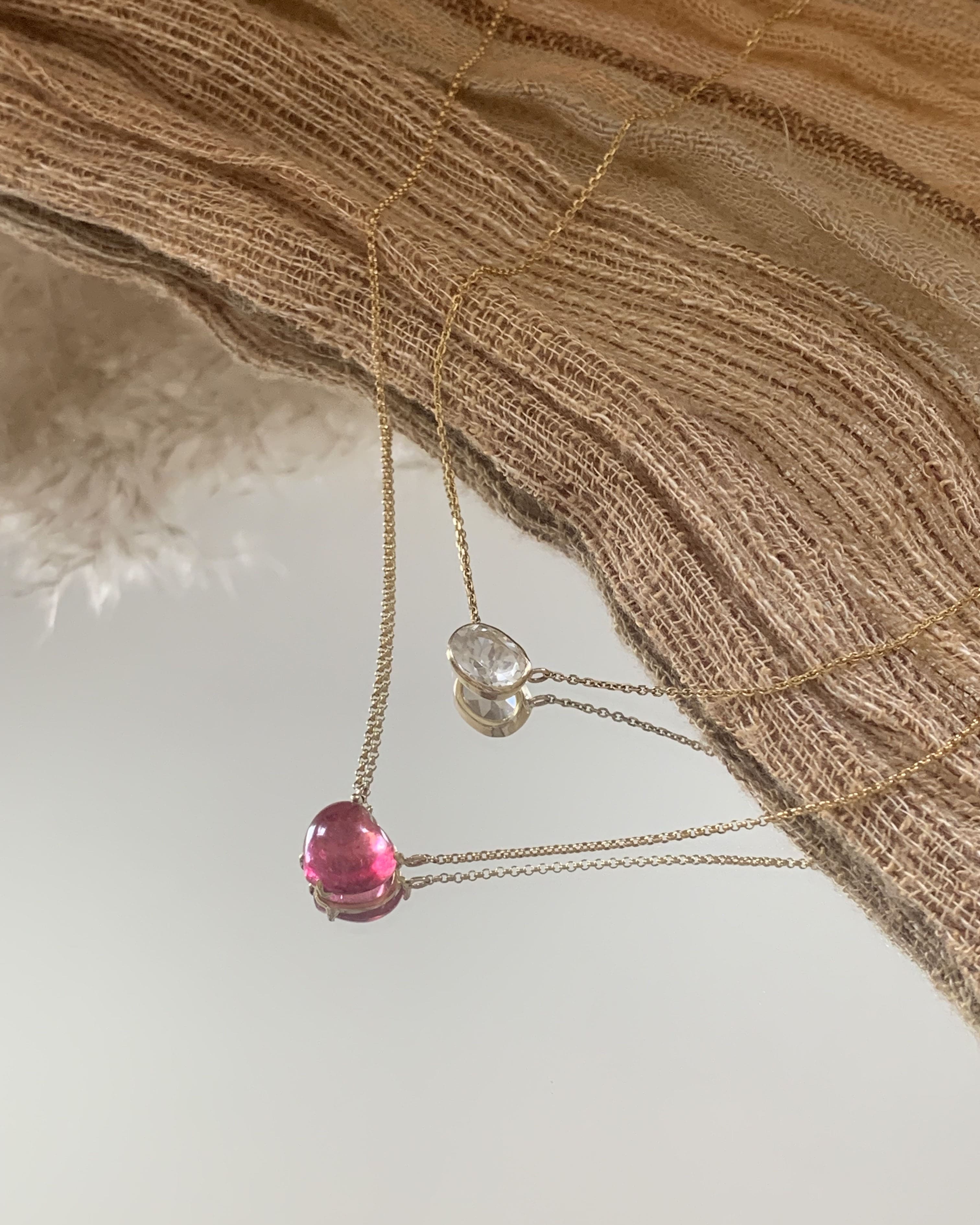 Small Solitaire Pink Tourmaline Heart Necklace