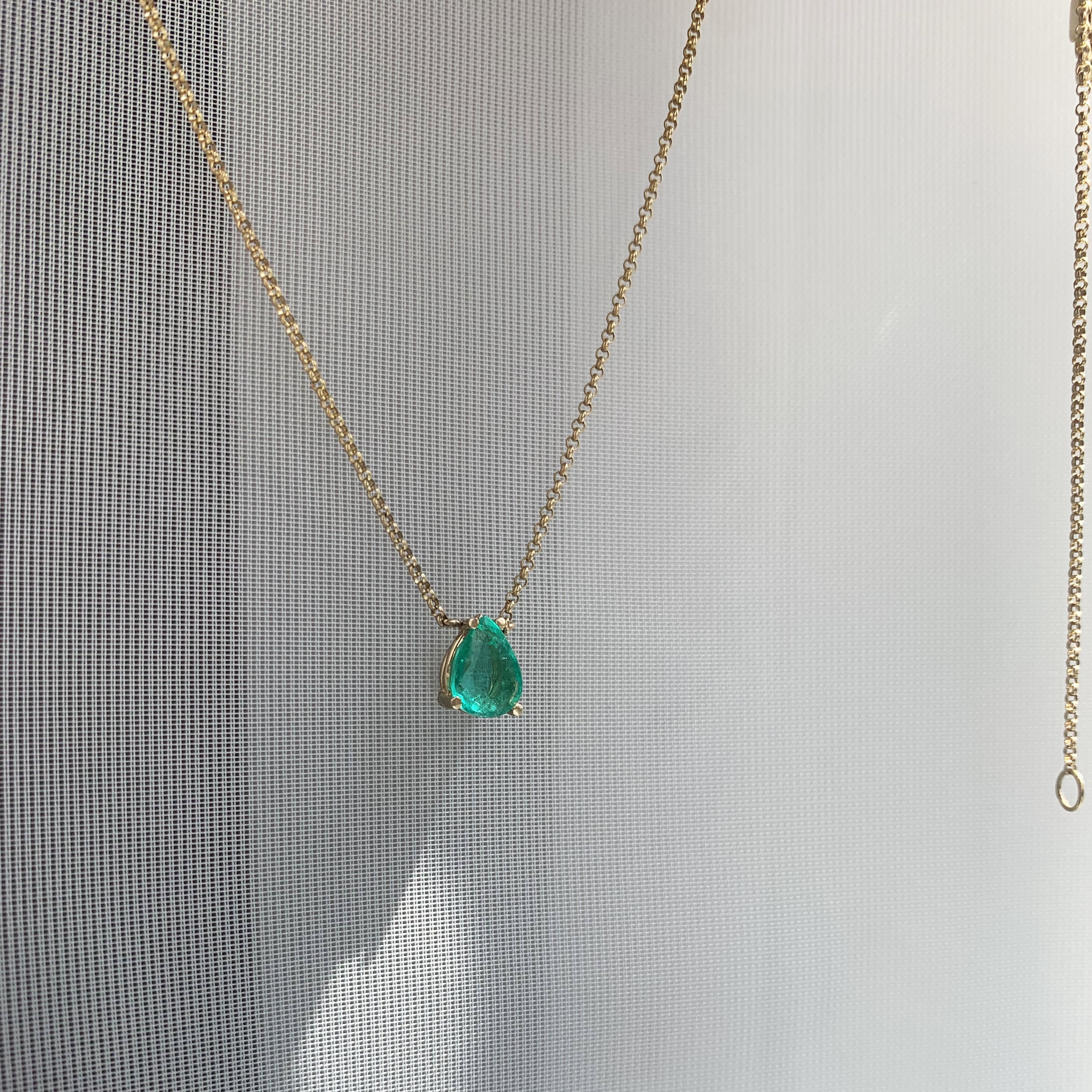 Teardrop/Pear Emerald Solitaire Necklace