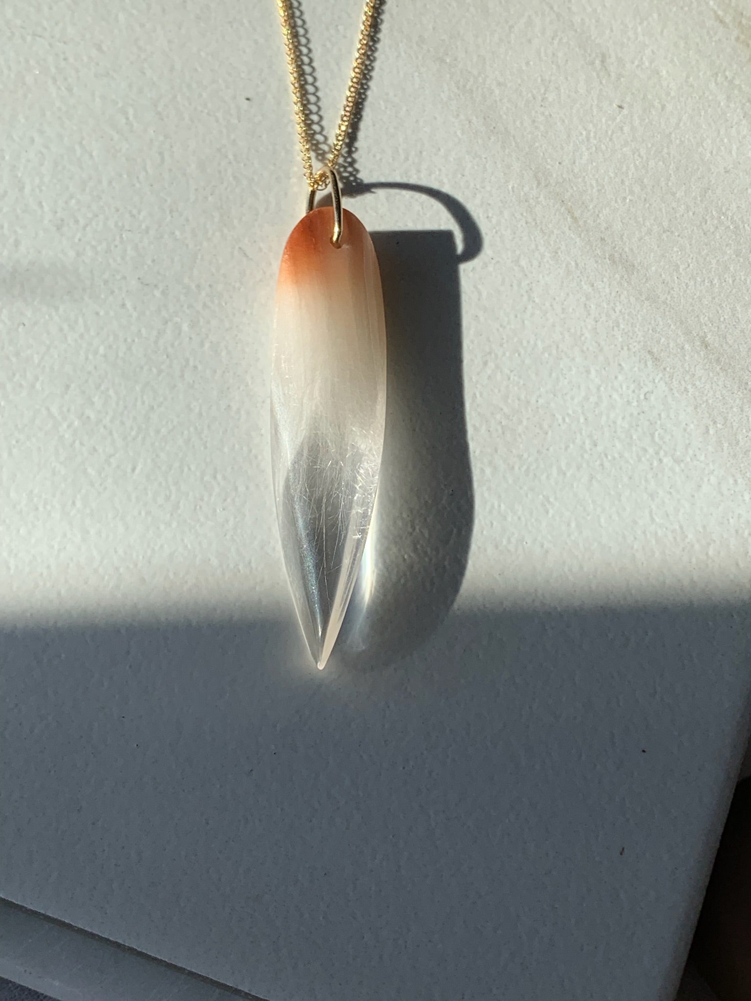 14k Gold Quartz Pendant