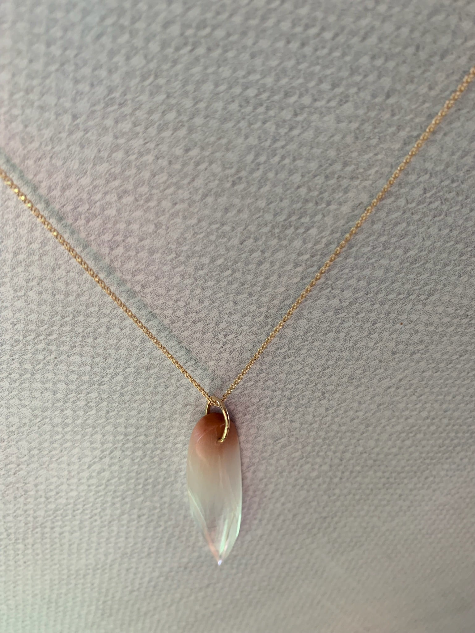 14k Gold Quartz Pendant