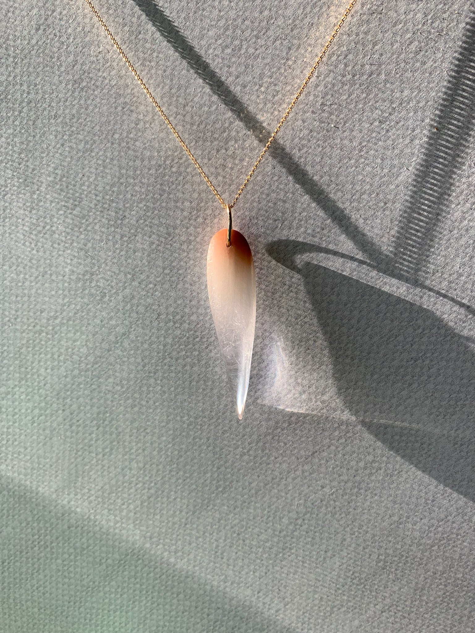 14k Gold Quartz Pendant