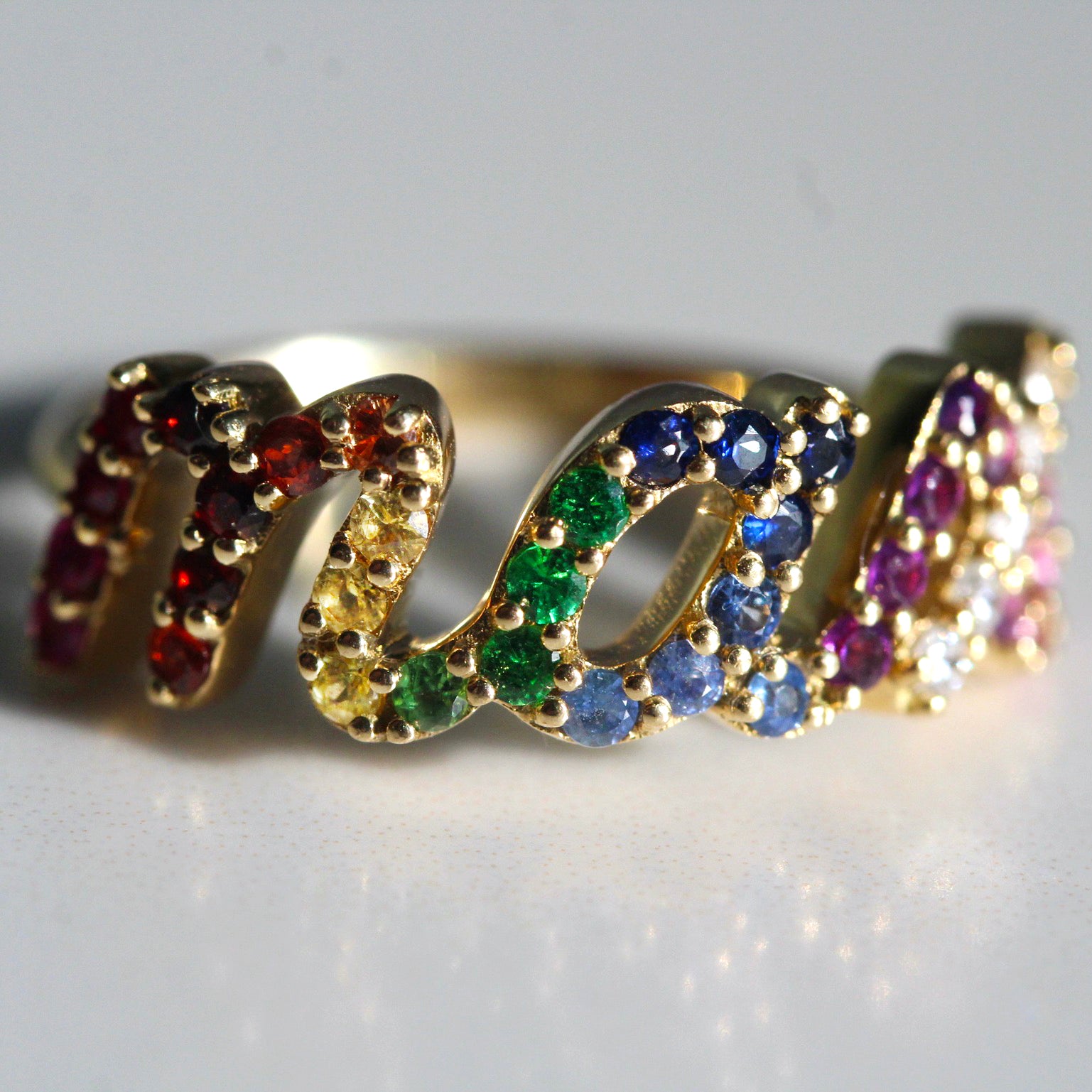 Name/Initial Rainbow Gemstone Ring