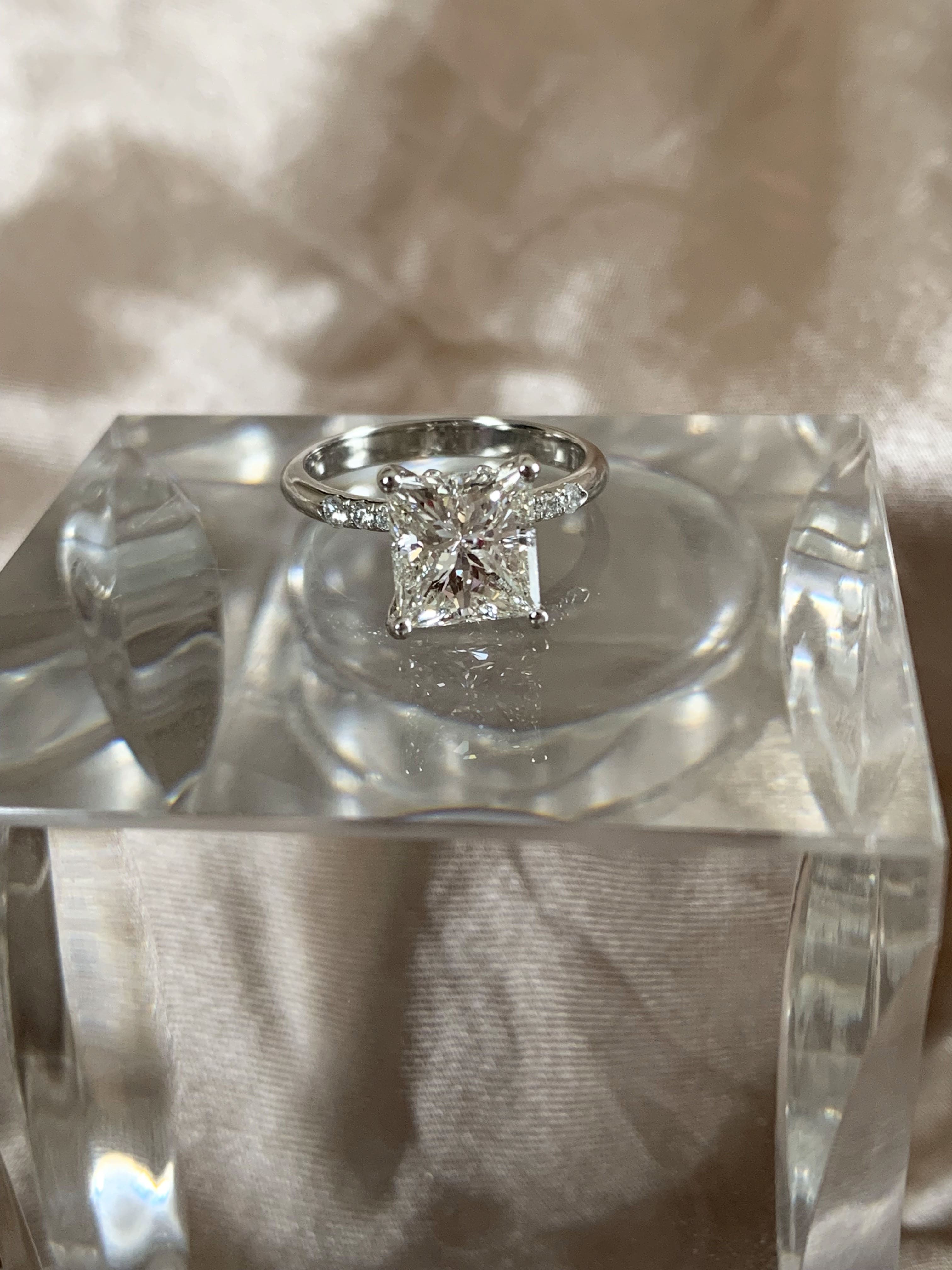 Elongated Princess Cut Diamond Custom Engagement Ring