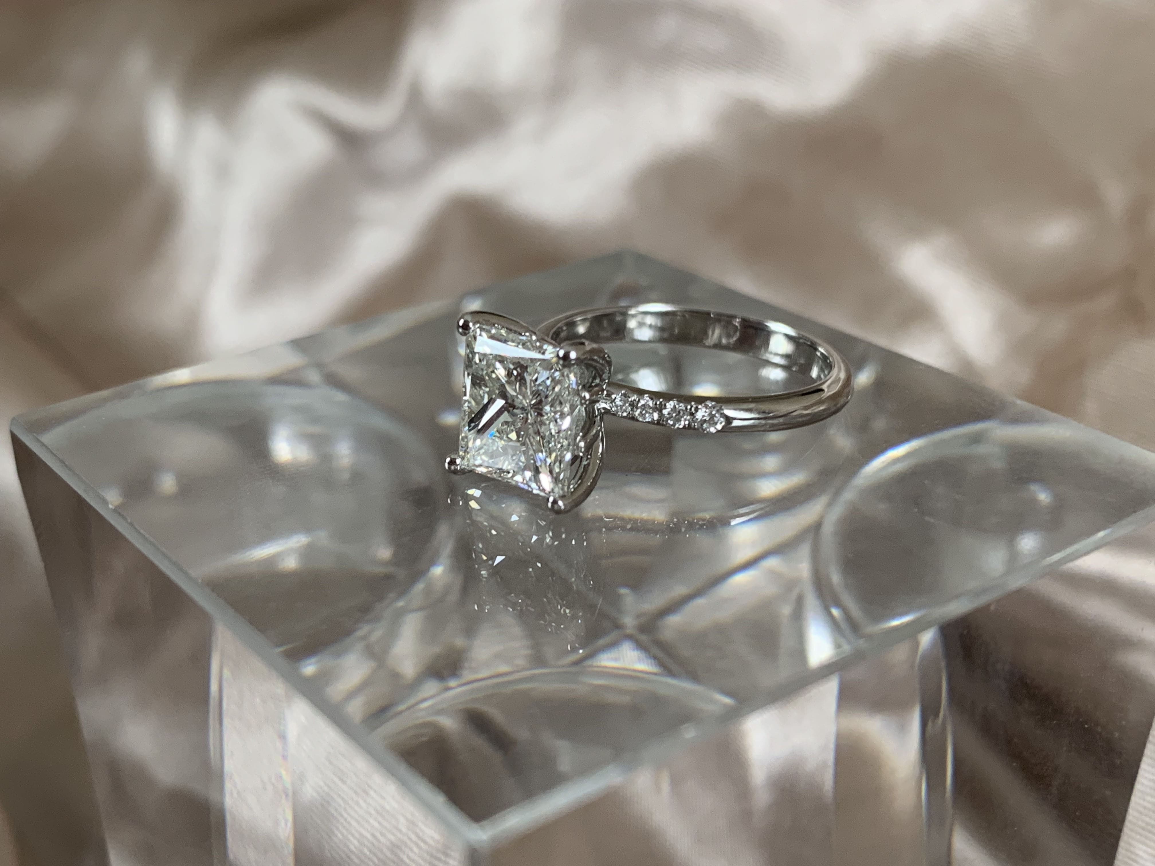 Elongated Princess Cut Diamond Custom Engagement Ring