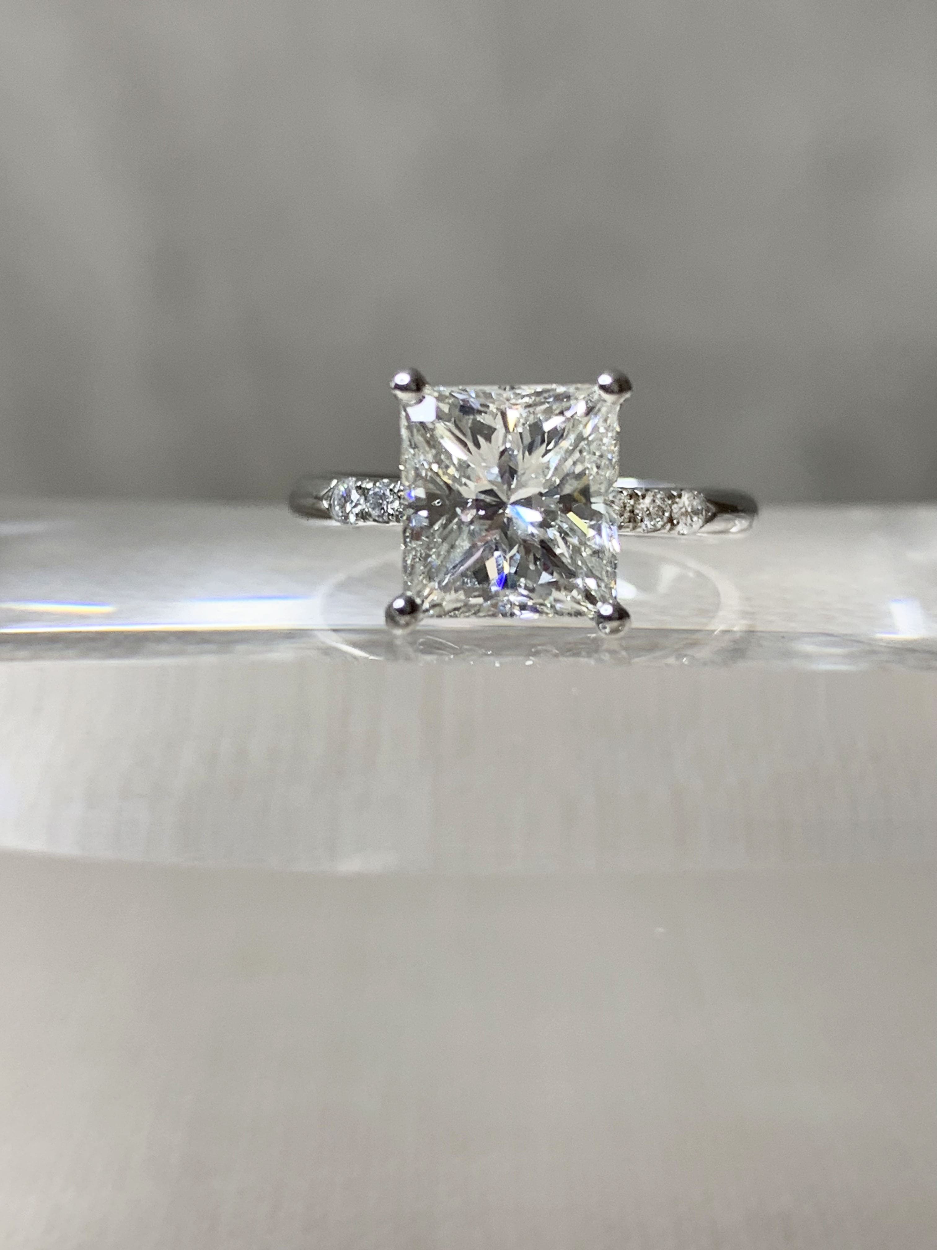 Elongated Princess Cut Diamond Custom Engagement Ring