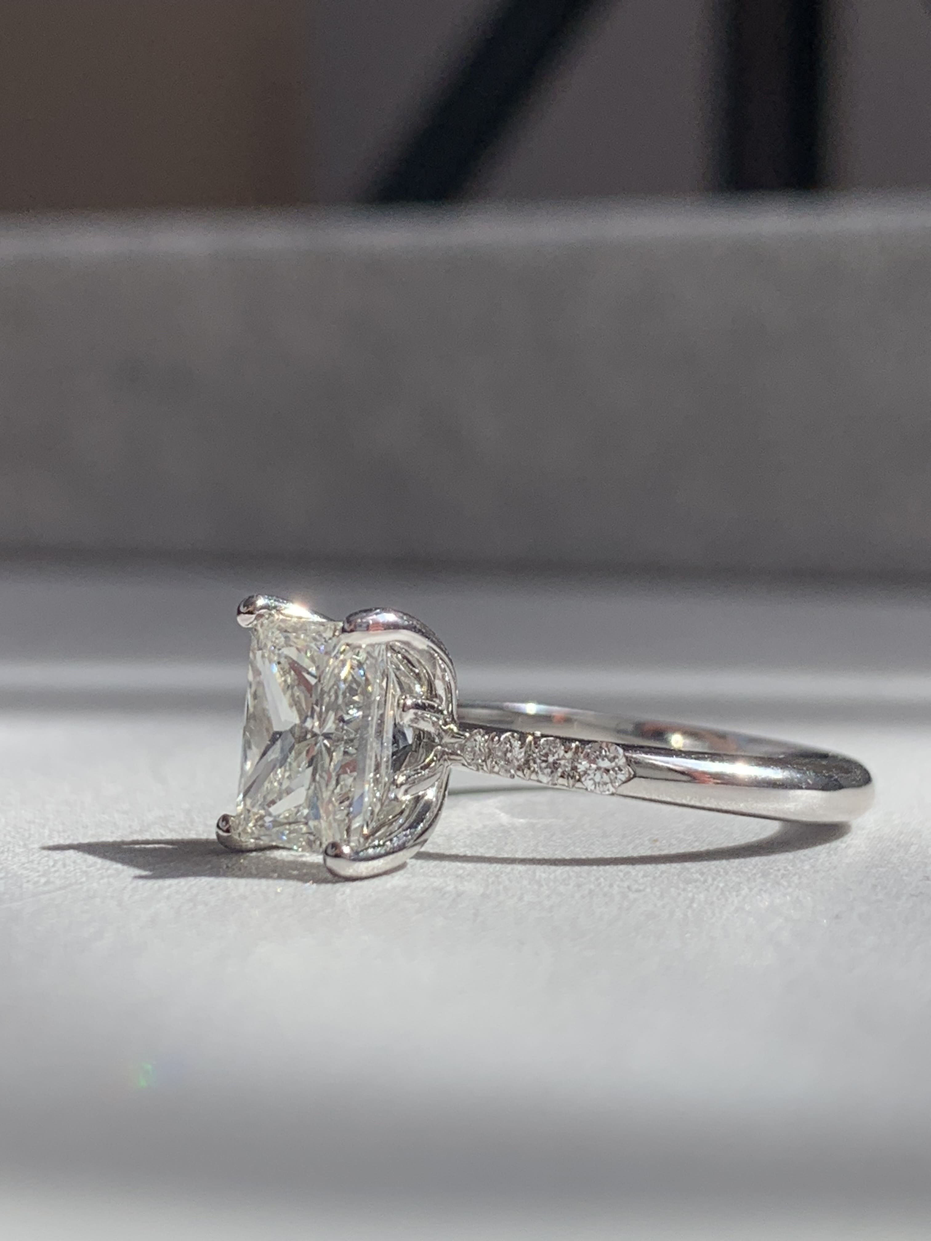 Elongated Princess Cut Diamond Custom Engagement Ring