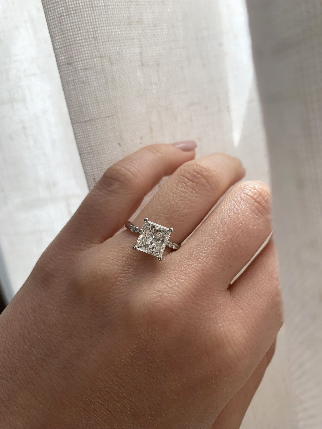 Elongated Princess Cut Diamond Custom Engagement Ring