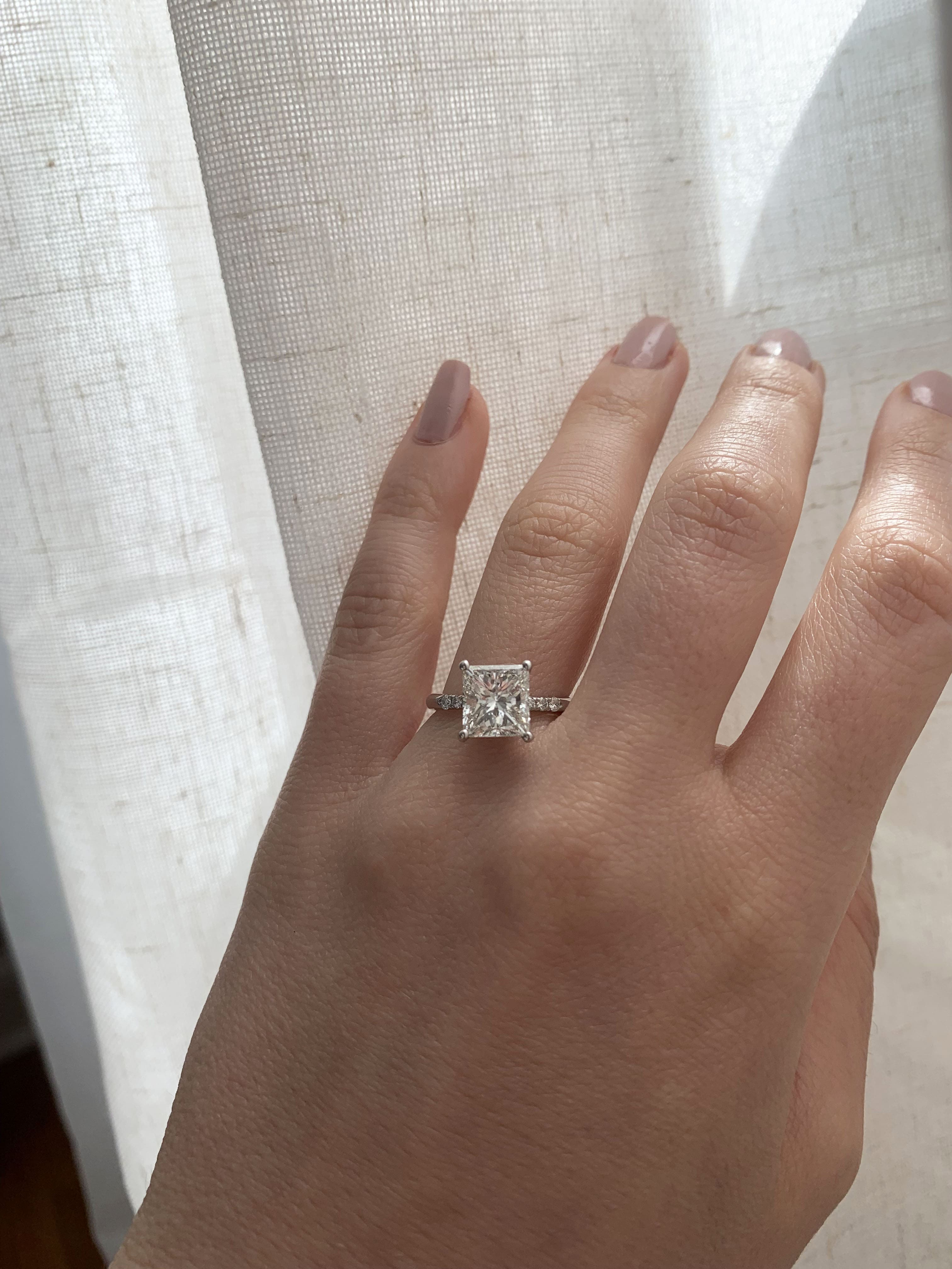 Elongated Princess Cut Diamond Custom Engagement Ring